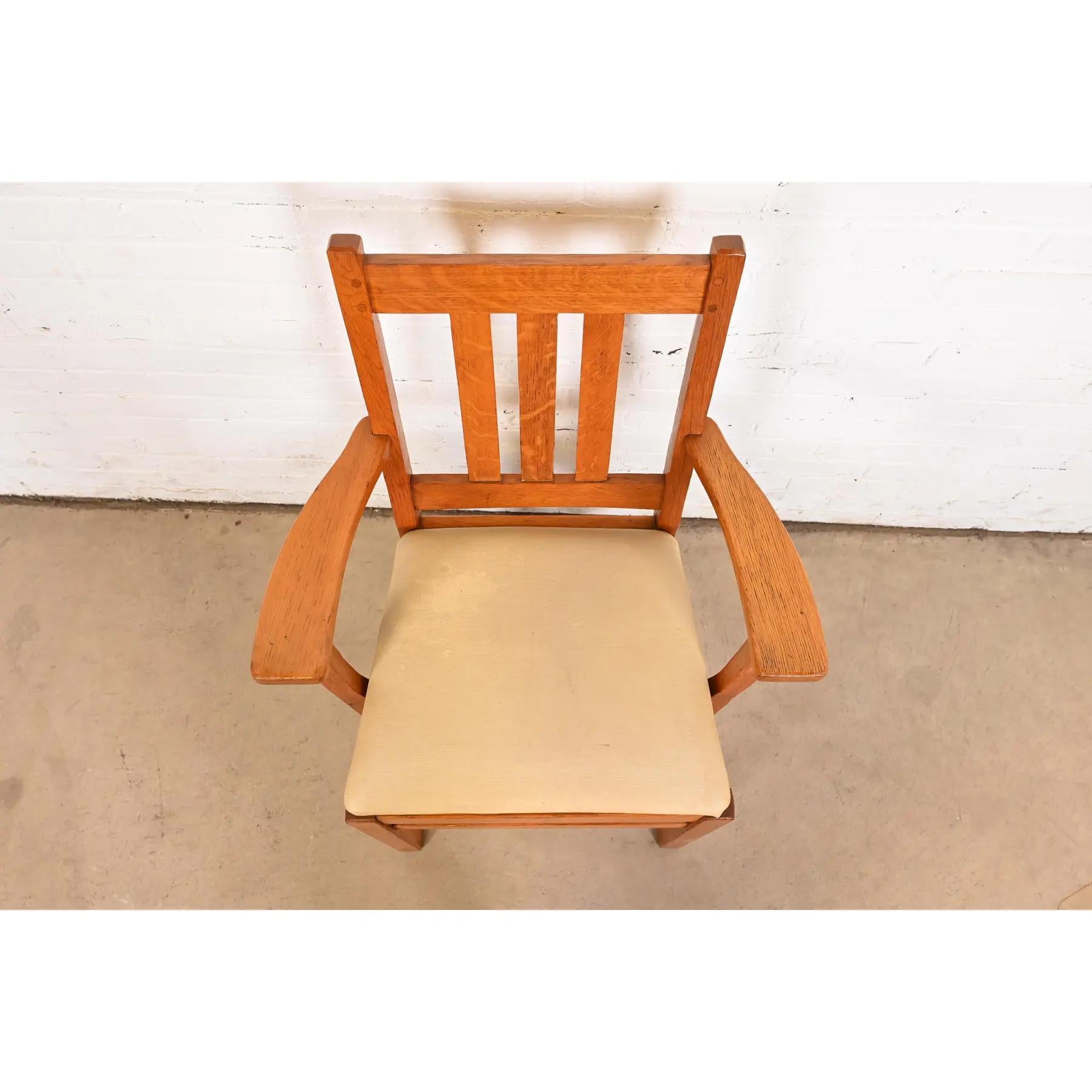 Early 20th Century Limbert Antique Mission Oak Arts & Crafts Dining Chairs, Set of Six For Sale