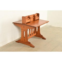 Bureau double ou bureau de partenaire Limbert, style Mission Arts & Crafts, en chêne « ancien »