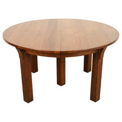 Tavolo da pranzo allungabile a cinque gambe in rovere "Mission" stile Arts & Crafts d'epoca di Limbert