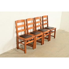 Sedie da pranzo con schienale a scaletta in Oak Mission Arts & Crafts di Limbert, set di quattro persone