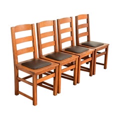 Sedie da pranzo con schienale a scaletta in Oak Mission Arts & Crafts di Limbert, set di quattro persone