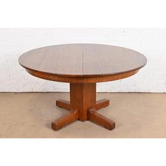 Limbert Antique Mission Oak Arts & Crafts Pedestal Extension Dining Table