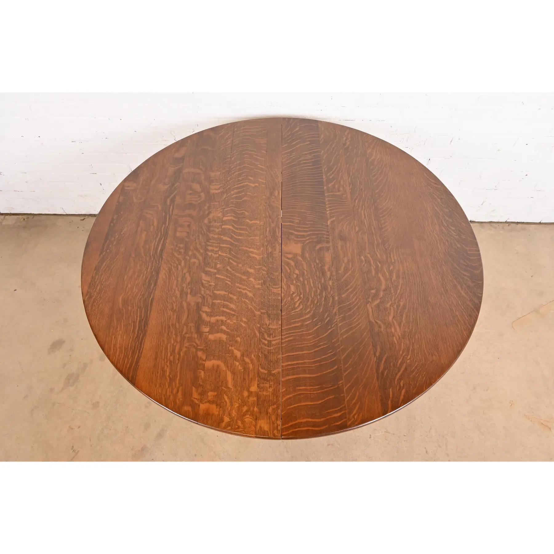 Inizio XX secolo Tavolo da pranzo allungabile con piedistallo Limbert Antique Mission Oak Arts & Crafts in vendita