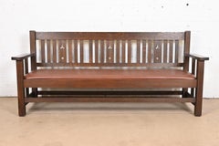 Limbert Antique Mission Oak Arts & Crafts Settle Sofa, Circa 1900