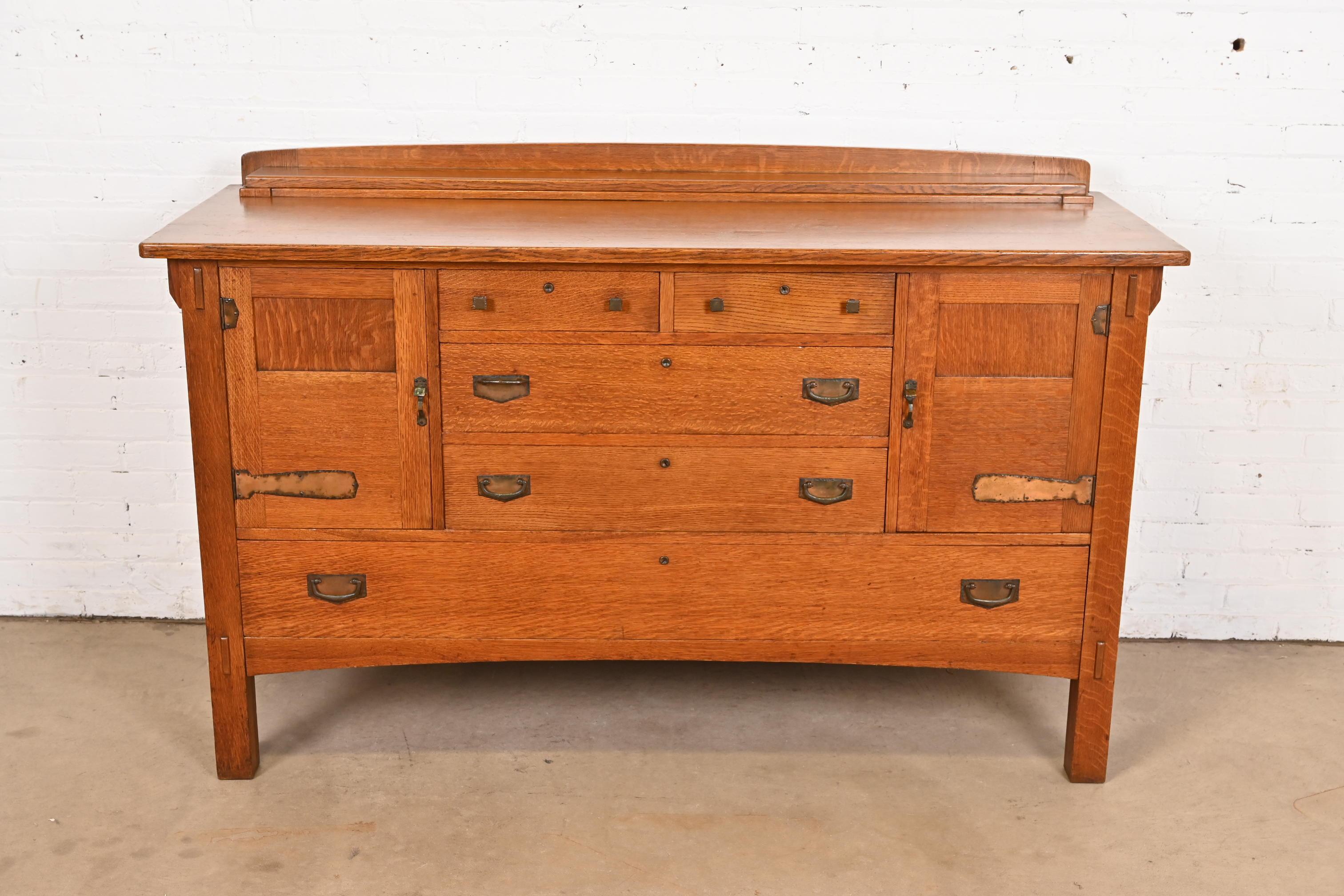 Arts and Crafts Limbert Antique Mission Oak Arts & Crafts Sideboard Buffet or Bar Cabinet