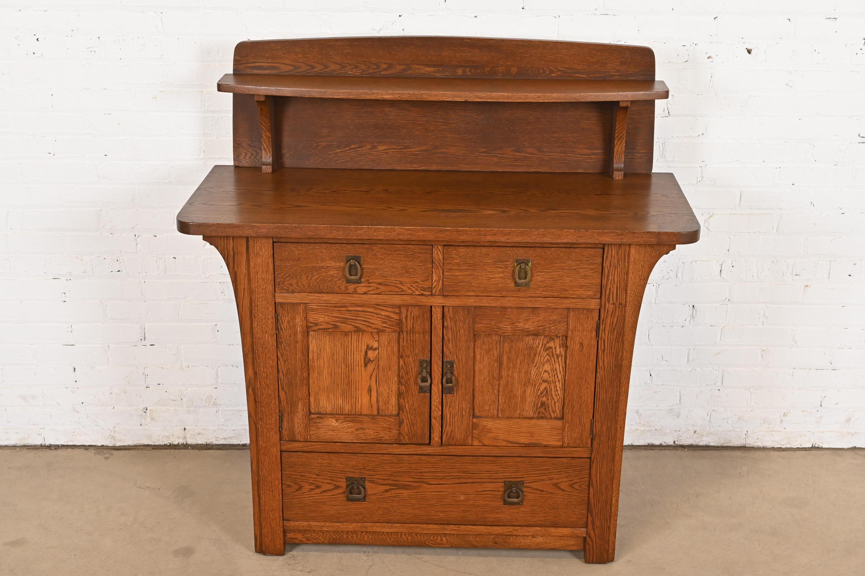 Arts and Crafts Limbert Antique Mission Oak Arts & Crafts Sideboard Buffet or Bar Cabinet