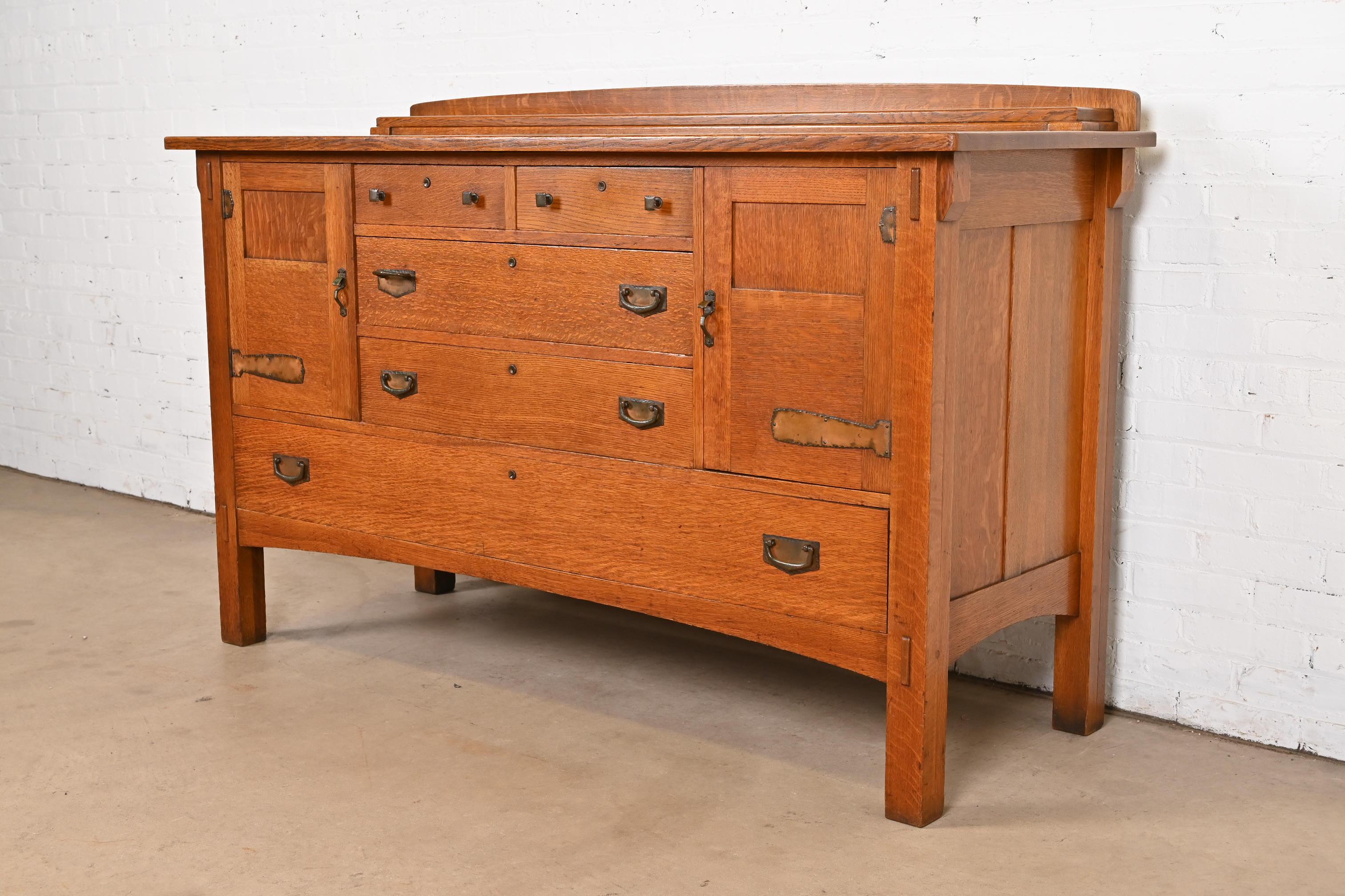 American Limbert Antique Mission Oak Arts & Crafts Sideboard Buffet or Bar Cabinet