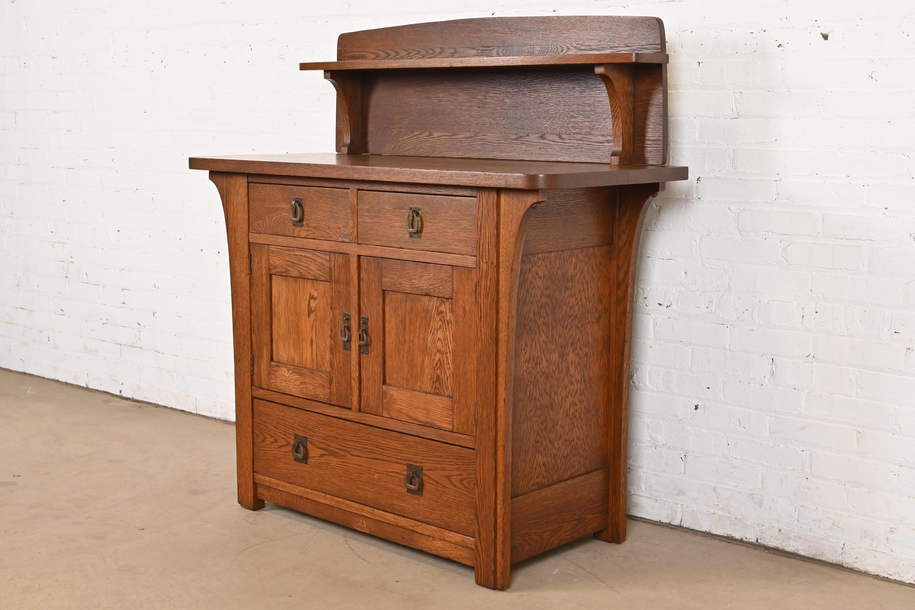 American Limbert Antique Mission Oak Arts & Crafts Sideboard Buffet or Bar Cabinet