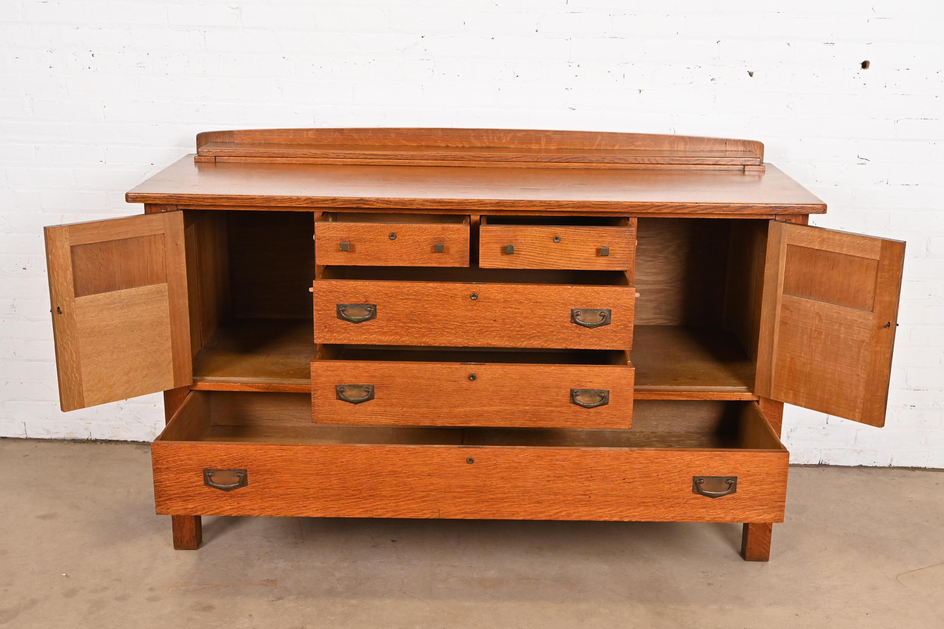 20th Century Limbert Antique Mission Oak Arts & Crafts Sideboard Buffet or Bar Cabinet