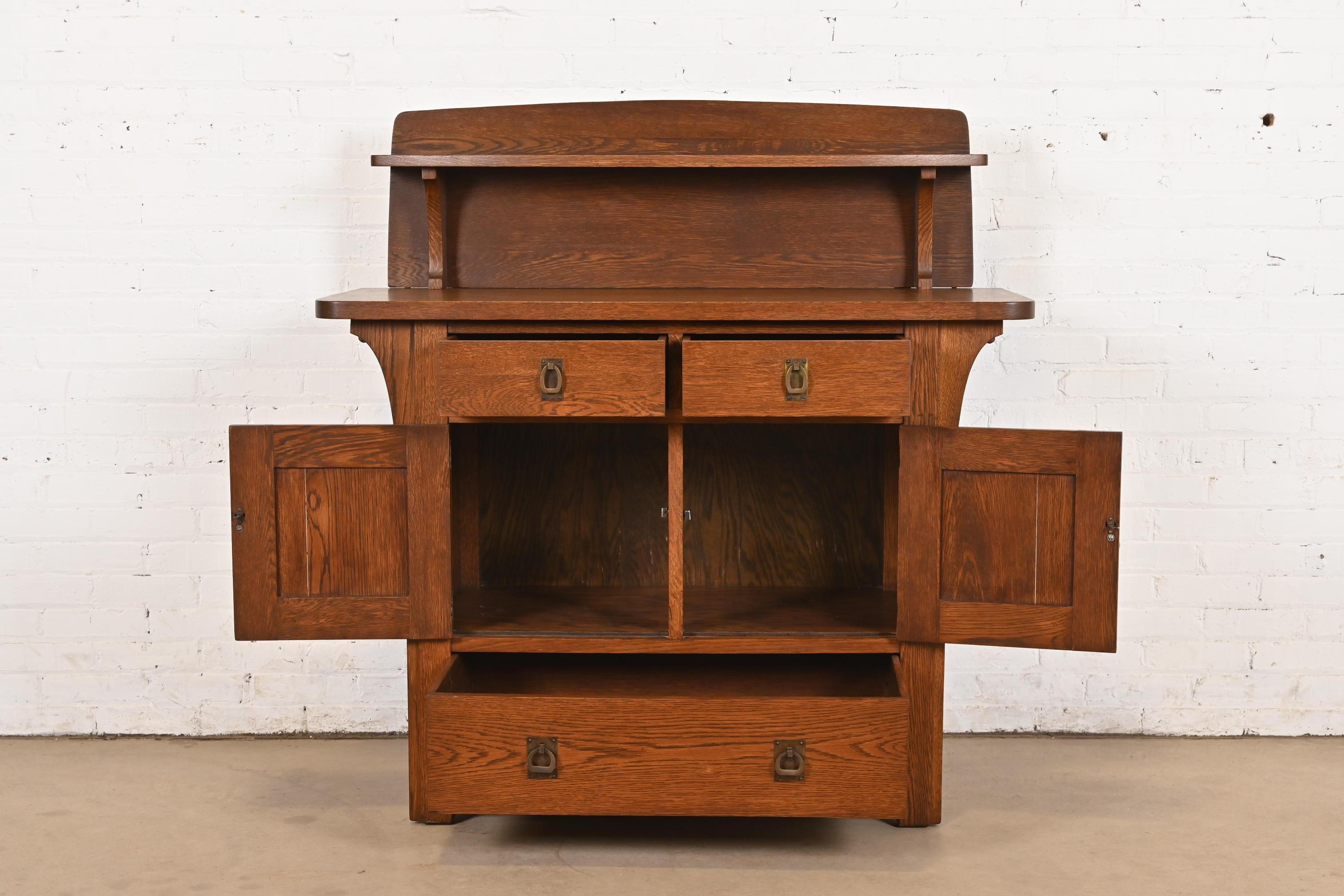 20th Century Limbert Antique Mission Oak Arts & Crafts Sideboard Buffet or Bar Cabinet