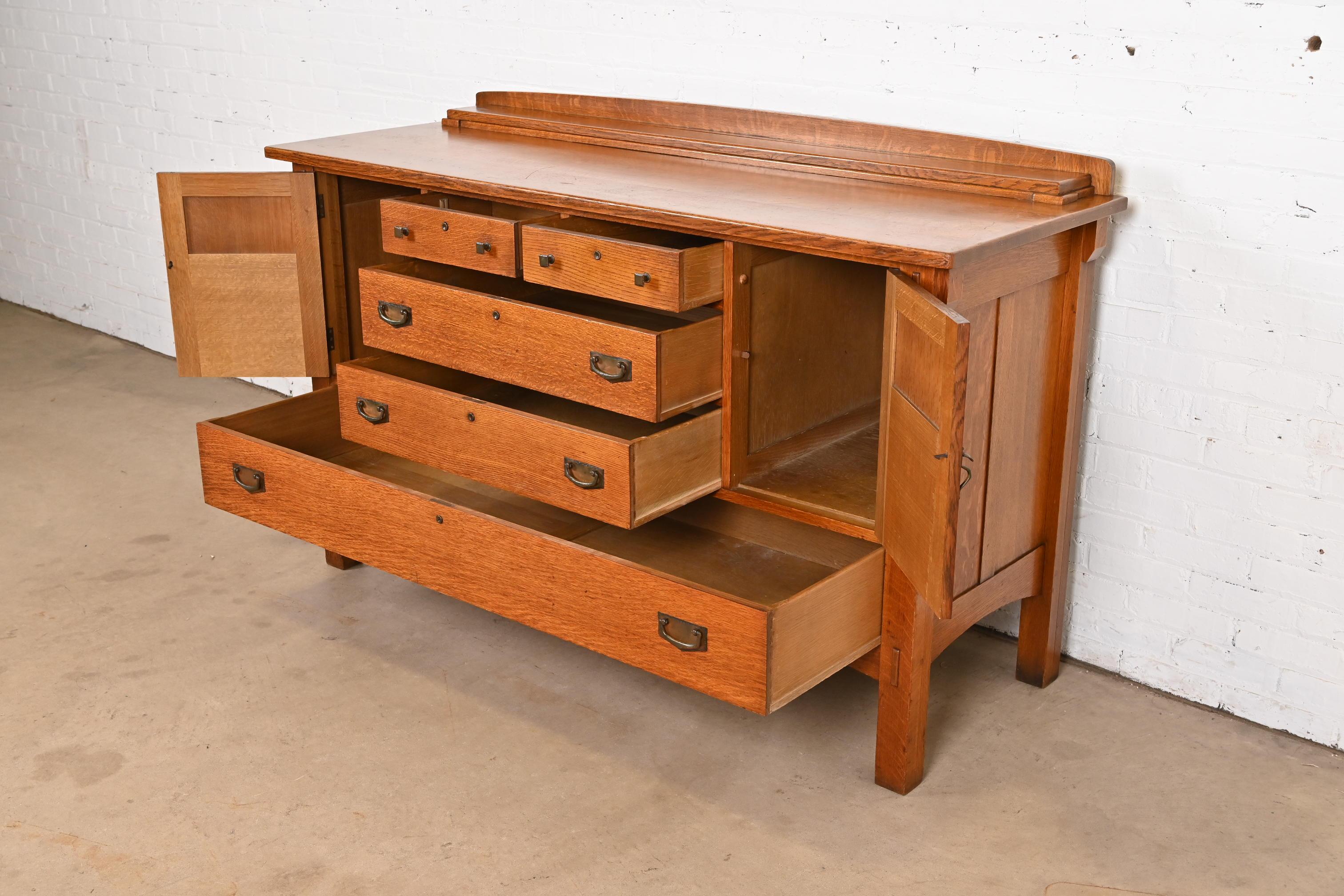 Copper Limbert Antique Mission Oak Arts & Crafts Sideboard Buffet or Bar Cabinet
