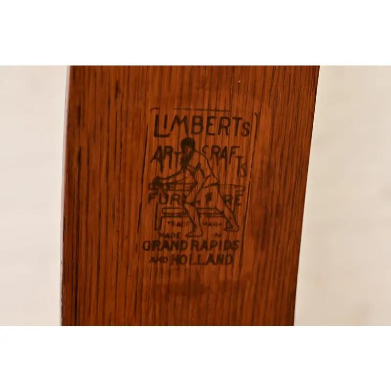 Chaise à bascule Limbert Antique Mission Oak Arts & Crafts Spindle Rocking Chair, Circa 1910 en vente 7