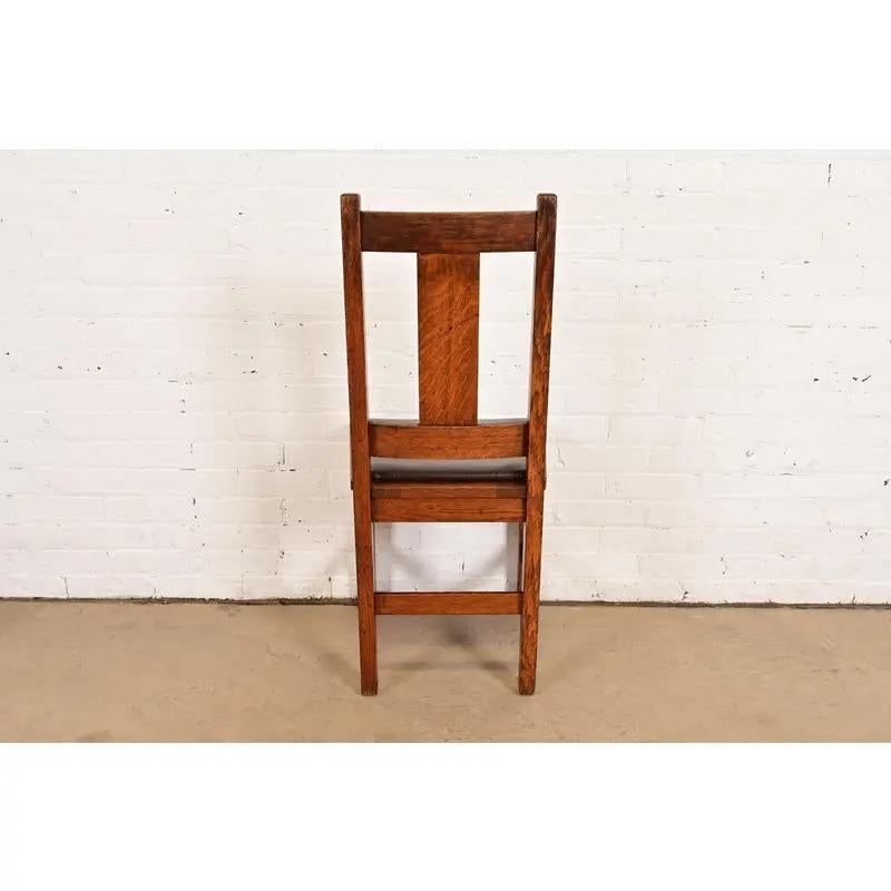 Sedia da pranzo con schienale a T in quercia Mission Arts & Crafts di Limbert, Circa 1910 in vendita 4