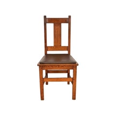 Limbert Antique Mission Oak Arts & Crafts T-Back Dining Chair, Circa 1910