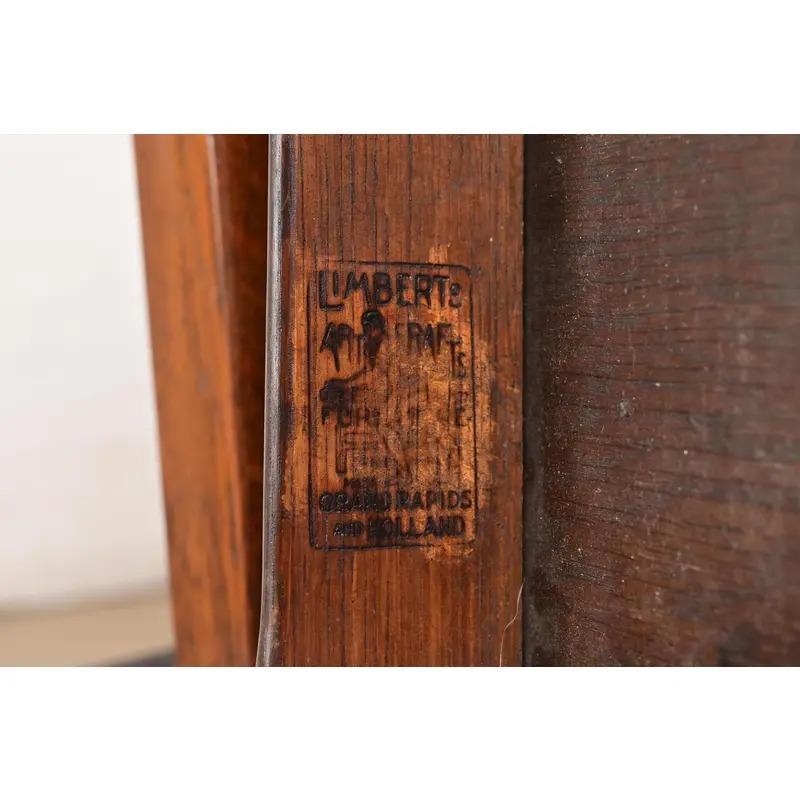 Limbert Antike Mission Arts & Crafts Eiche Schildkröte-Top Ausschnitt Schreibtisch, CIRCA 1910 im Angebot 6