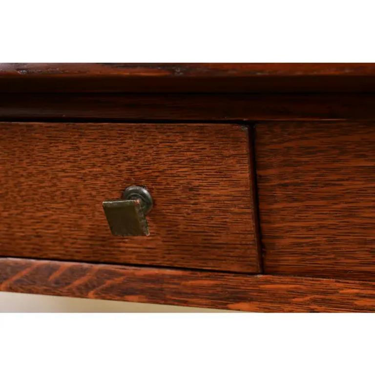 Copper Limbert Antique Mission Oak Arts & Crafts Turtle Top Writing Desk, Refinished For Sale