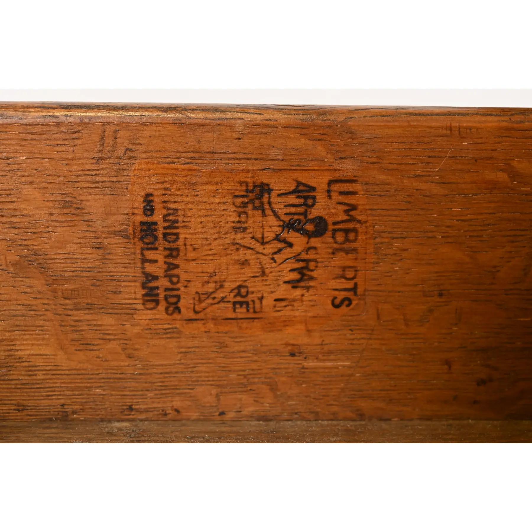 Escritorio o mesa de biblioteca Limbert Antique Mission Oak Arts & Crafts, 1910 en venta 2