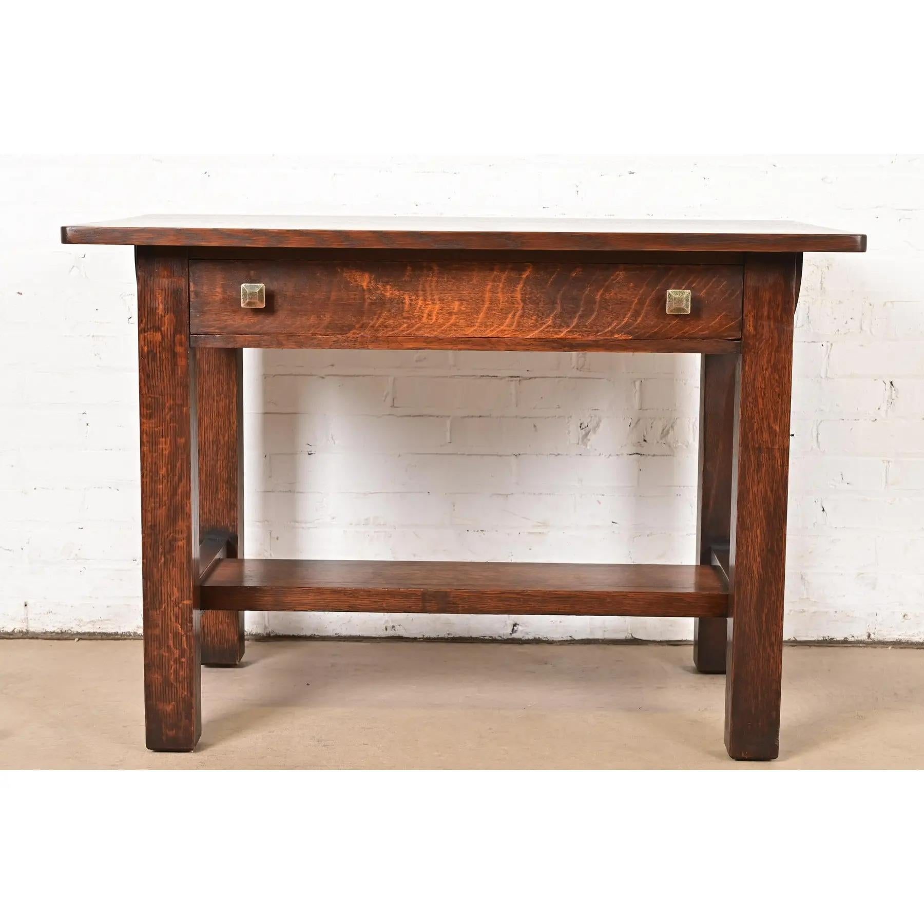Limbert Antiker Missions-Schreibtisch oder Bibliothekstisch aus Eiche im Arts and Crafts-Stil (amerikanisch) im Angebot
