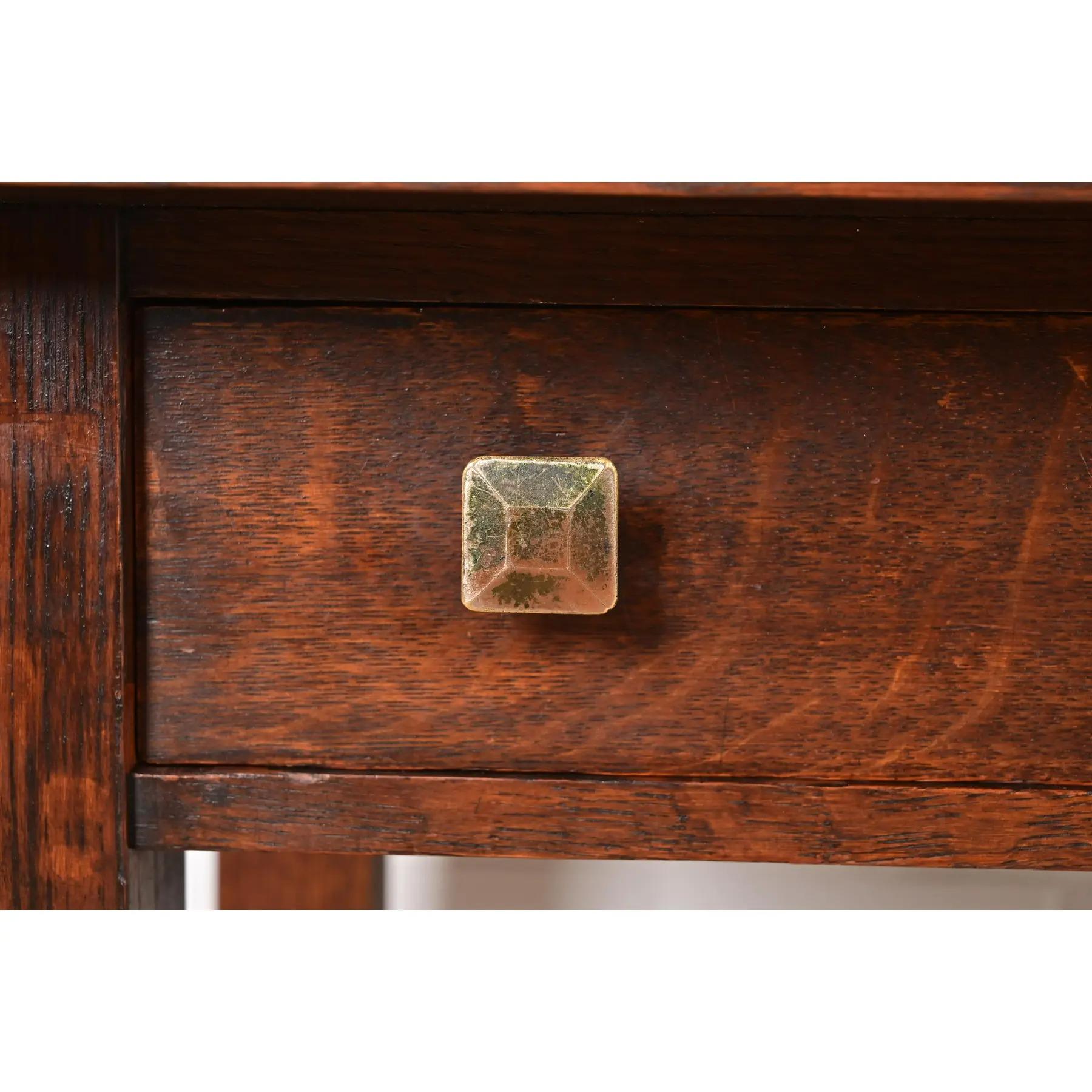 Limbert Antiker Missions-Schreibtisch oder Bibliothekstisch aus Eiche im Arts and Crafts-Stil im Angebot 3
