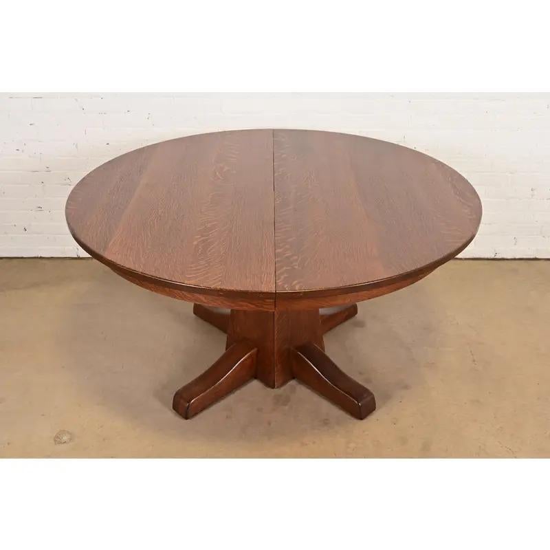 Arts and Crafts Limbert Table de salle à manger à rallonge en Oak Antiques Arts & Crafts, nouvellement repeinte en vente