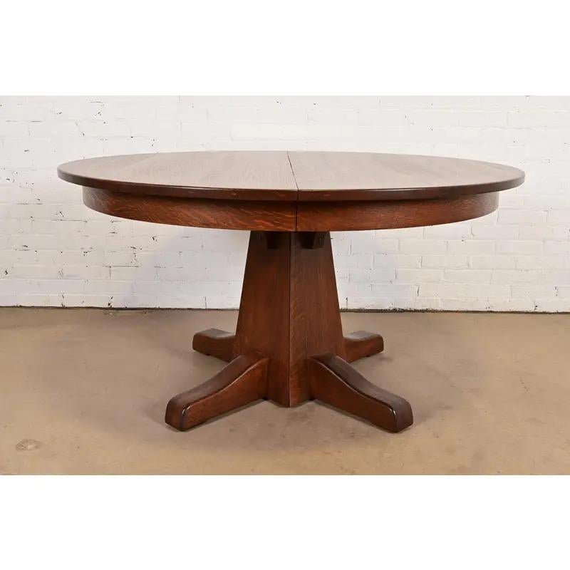 Américain Limbert Table de salle à manger à rallonge en Oak Antiques Arts & Crafts, nouvellement repeinte en vente