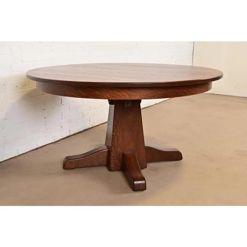 Limbert Table de salle à manger à rallonge en Oak Antiques Arts & Crafts, nouvellement repeinte Bon état - En vente à South Bend, IN