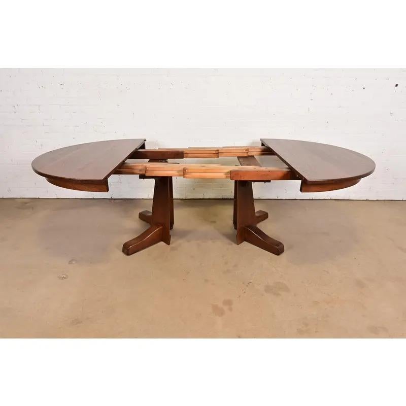 Limbert Table de salle à manger à rallonge en Oak Antiques Arts & Crafts, nouvellement repeinte en vente 1