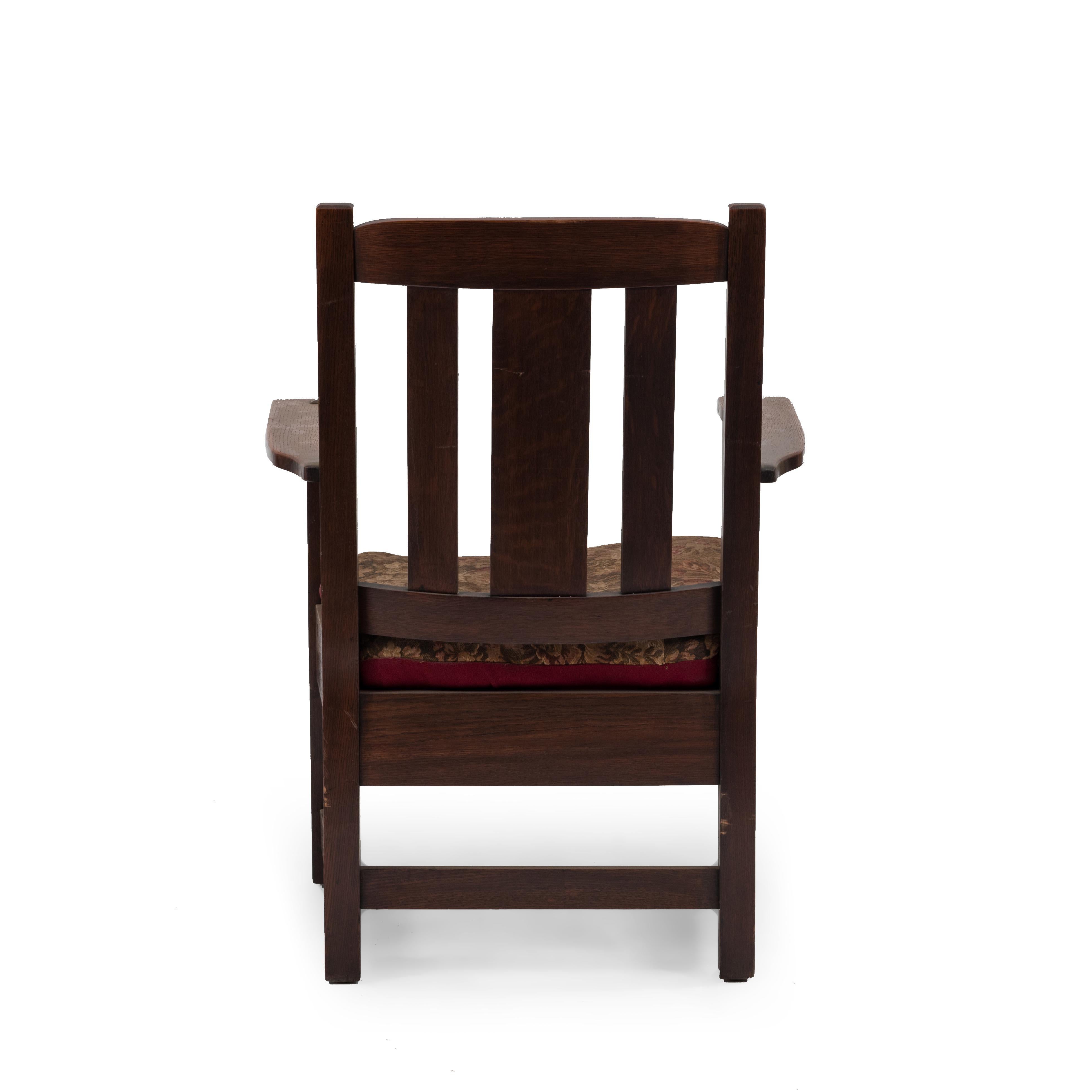 20th Century Limbert Brothers American Mission Slat Back Oak Armchair For Sale