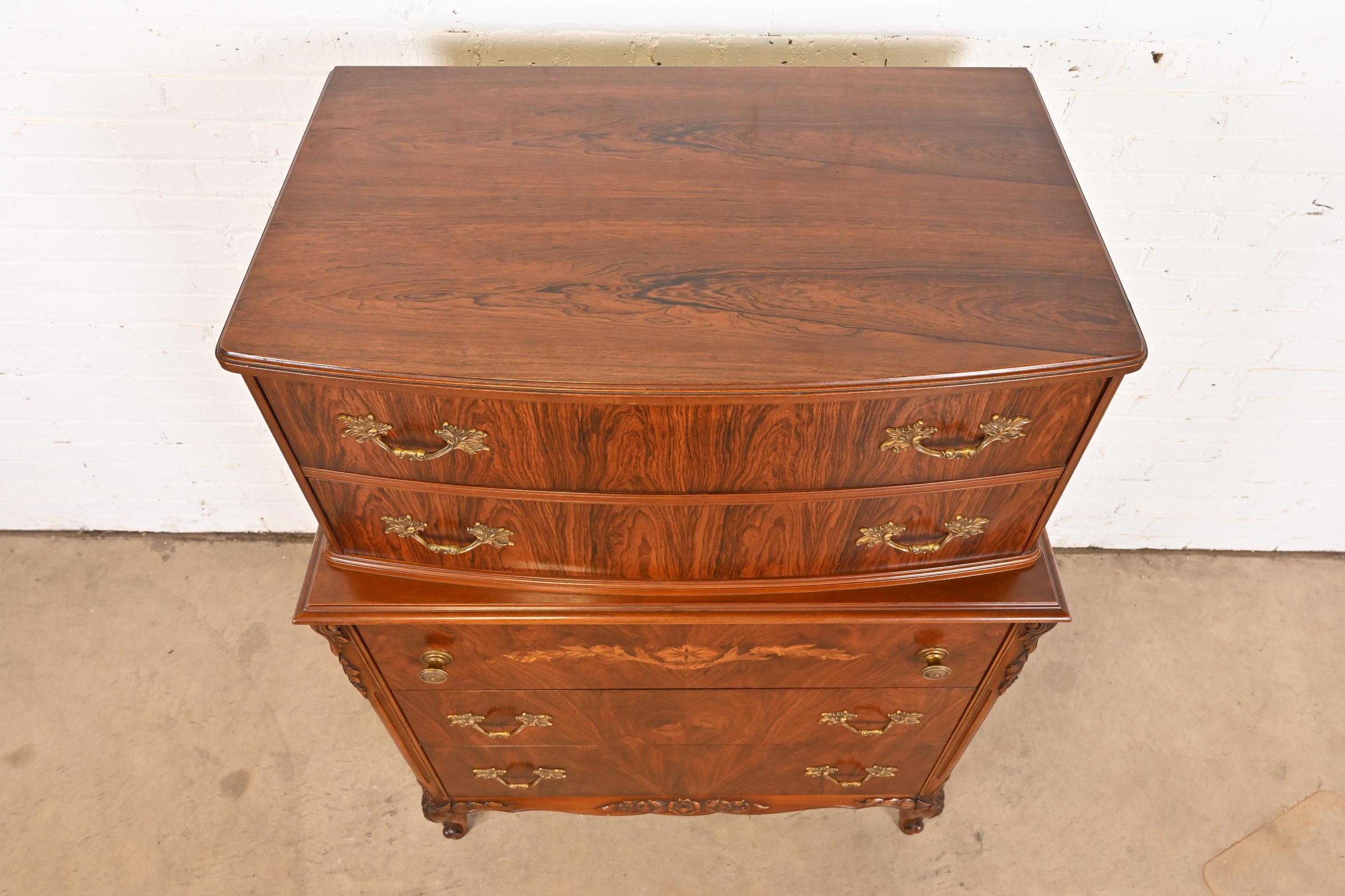 Limbert French Provincial Louis XV Carved Rosewood Highboy Dresser, 1920s 6