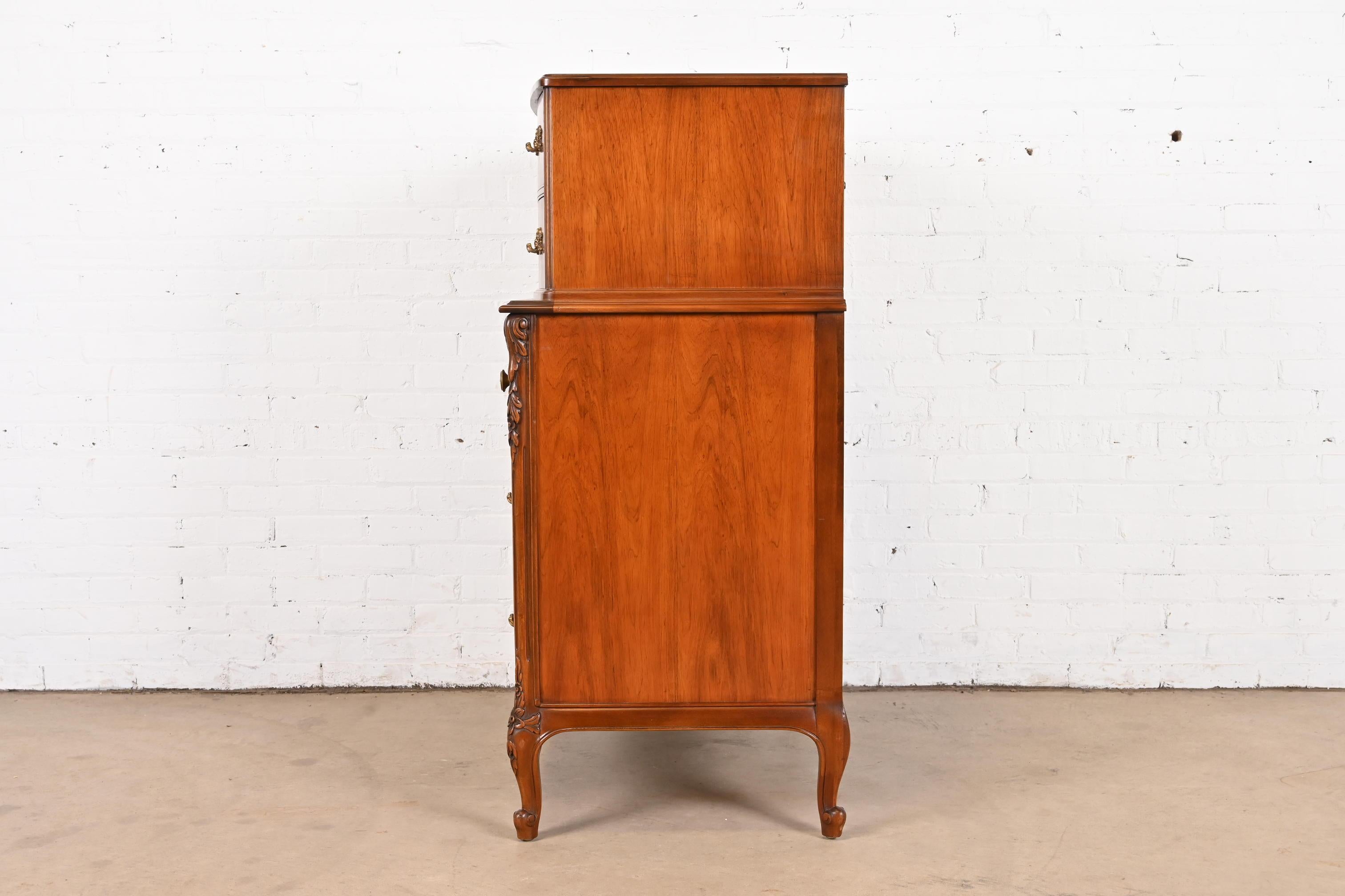 Limbert French Provincial Louis XV Carved Rosewood Highboy Dresser, 1920s 7