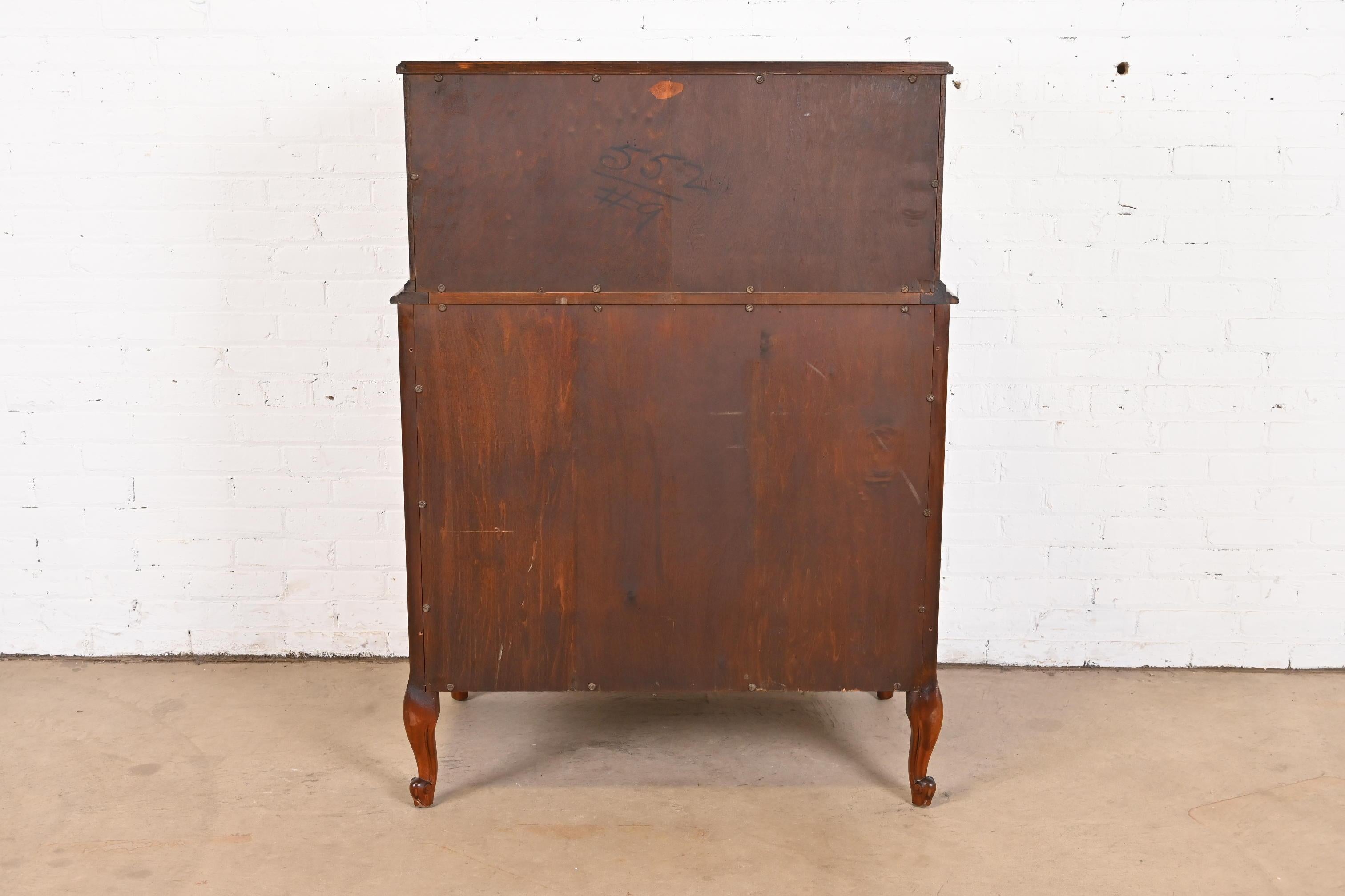 Limbert French Provincial Louis XV Carved Rosewood Highboy Dresser, 1920s 8