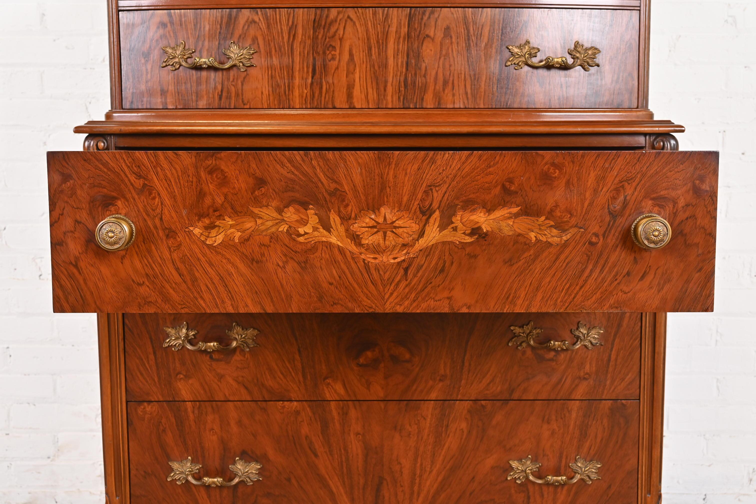 Limbert French Provincial Louis XV Carved Rosewood Highboy Dresser, 1920s 2