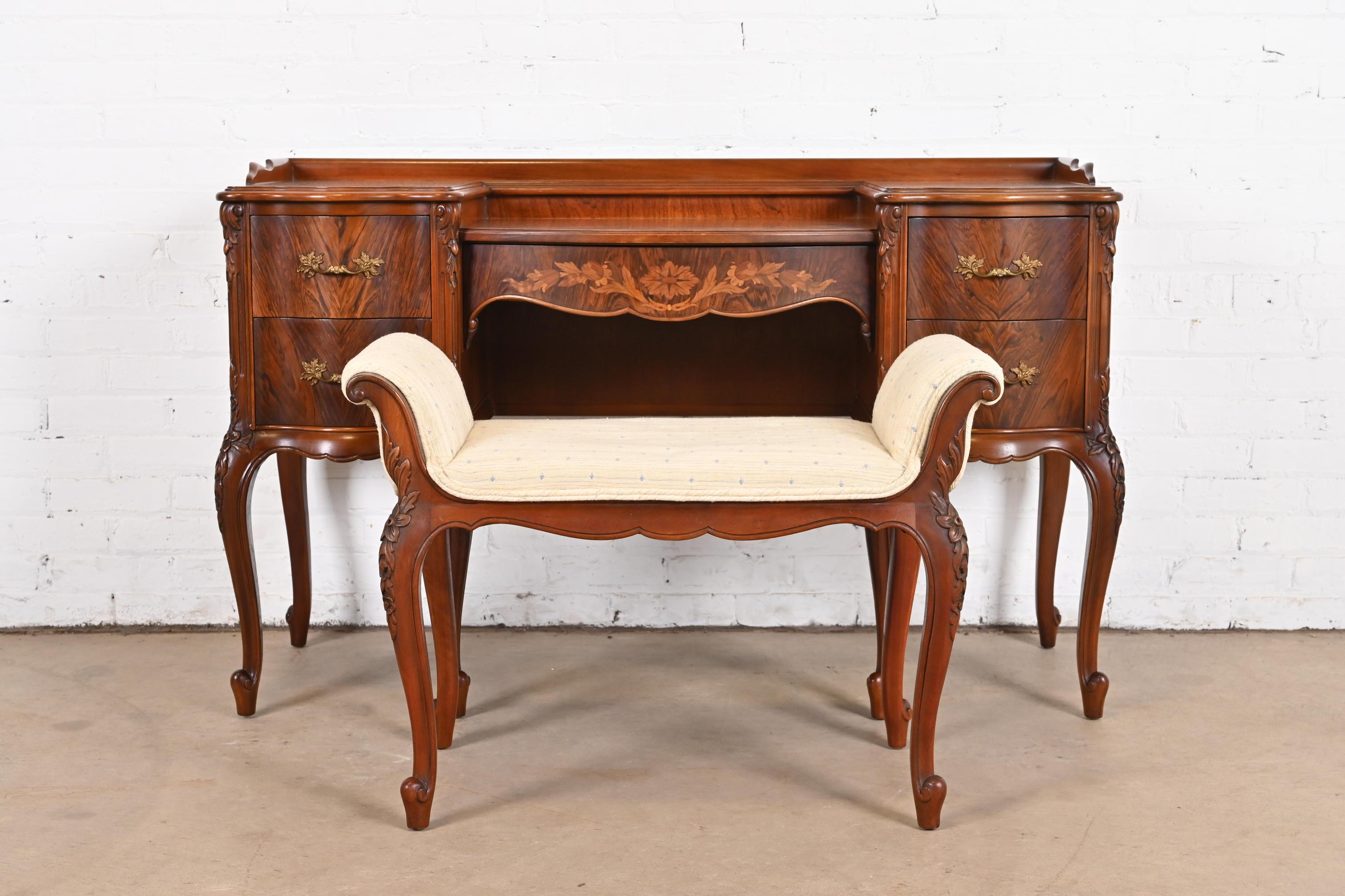 Limbert French Provincial Louis XV Carved Rosewood Vanity, 1920s 6