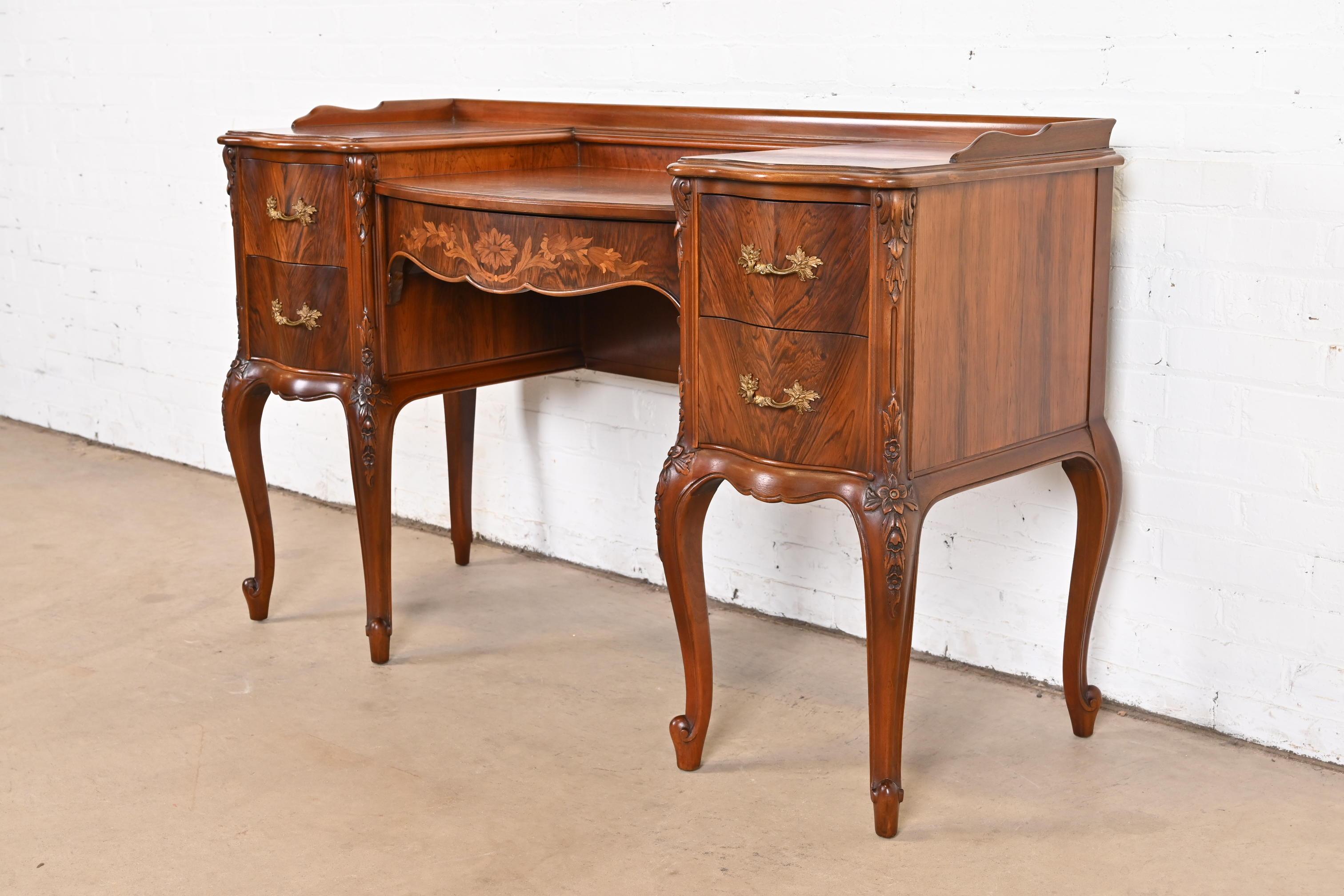 American Limbert French Provincial Louis XV Carved Rosewood Vanity, 1920s