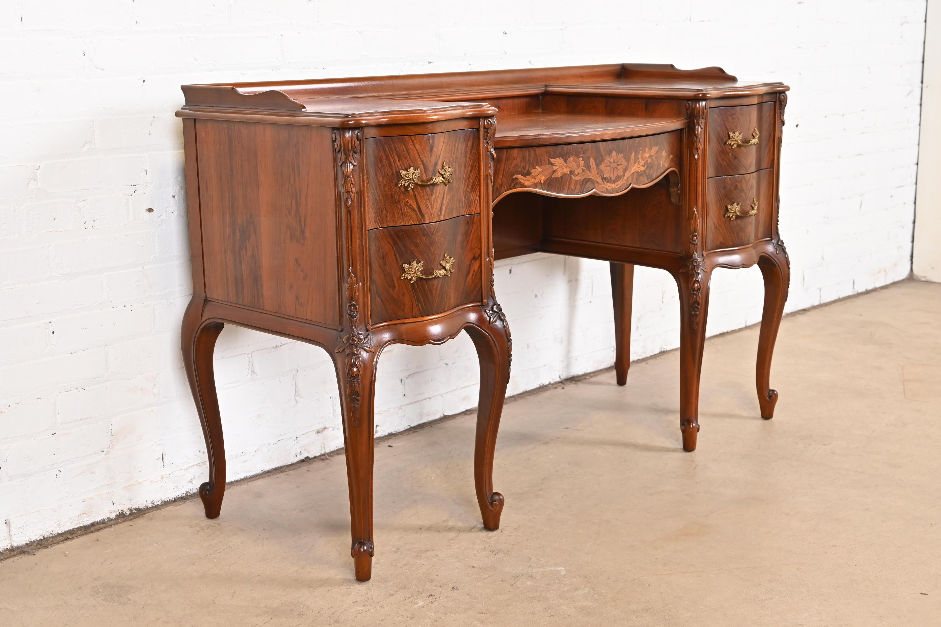 Limbert French Provincial Louis XV Carved Rosewood Vanity, 1920s In Good Condition In South Bend, IN