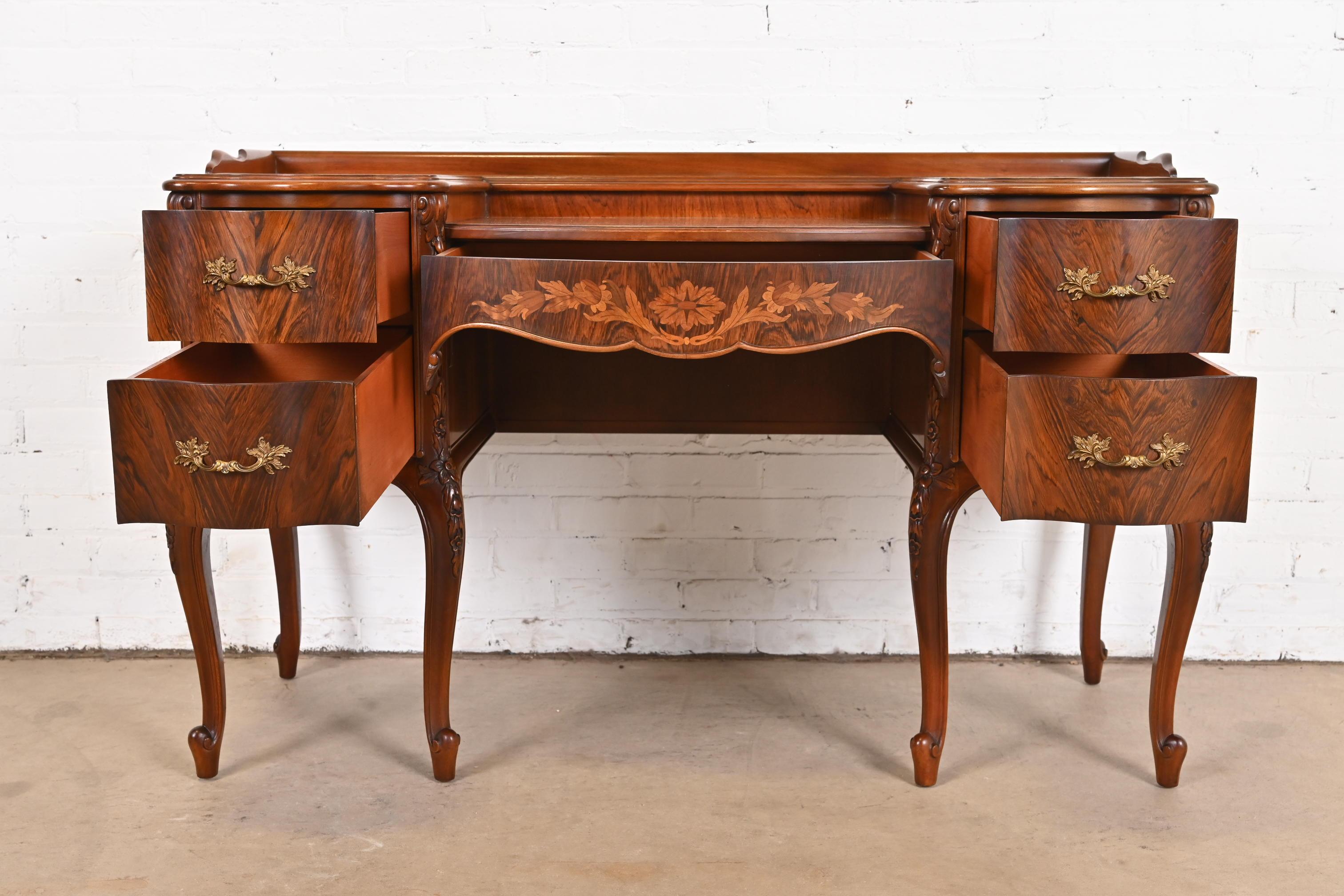 Early 20th Century Limbert French Provincial Louis XV Carved Rosewood Vanity, 1920s