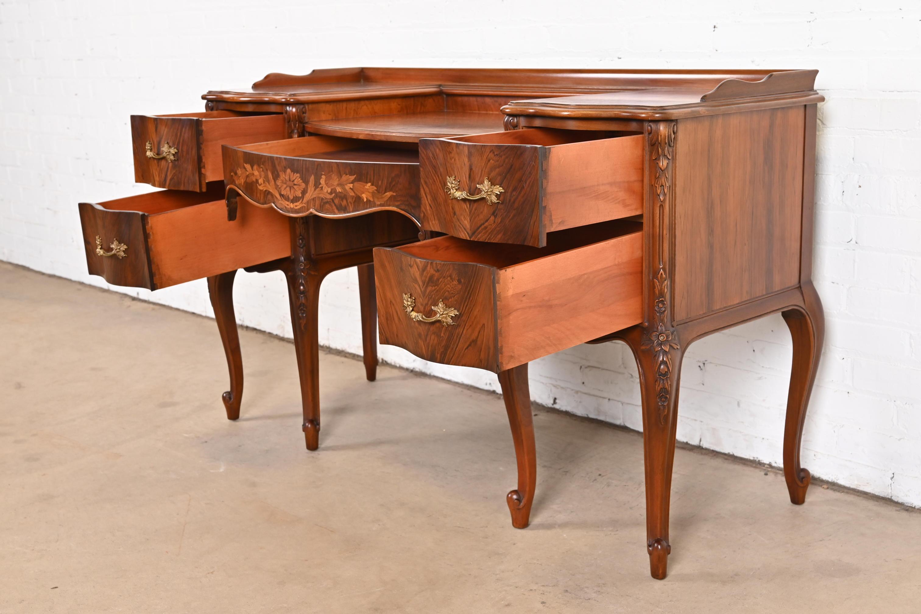Brass Limbert French Provincial Louis XV Carved Rosewood Vanity, 1920s