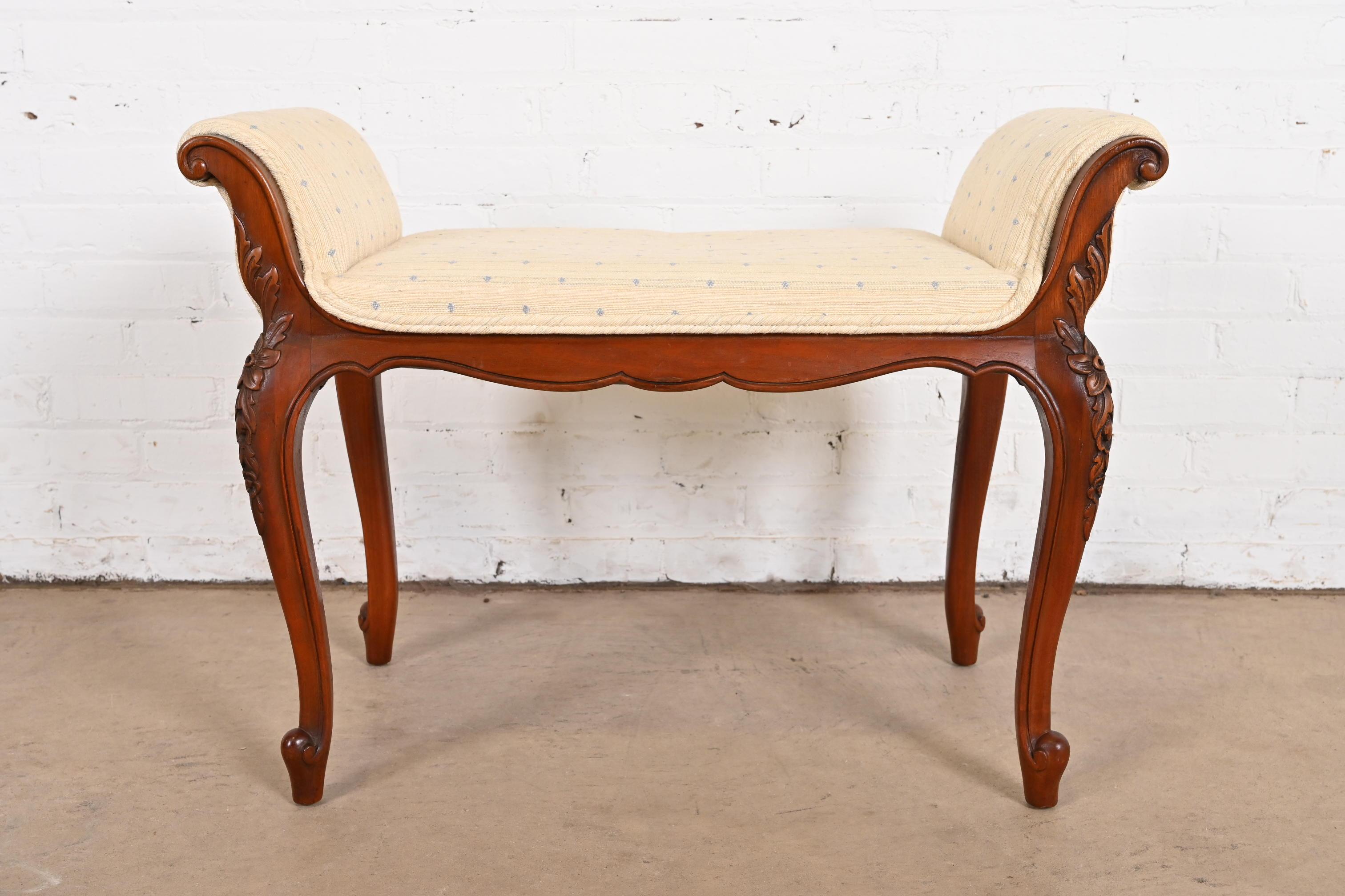 Limbert French Provincial Louis XV Carved Rosewood Vanity Bench, 1920s 5