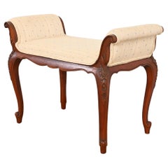 Antique Limbert French Provincial Louis XV Carved Rosewood Vanity Bench, 1920s