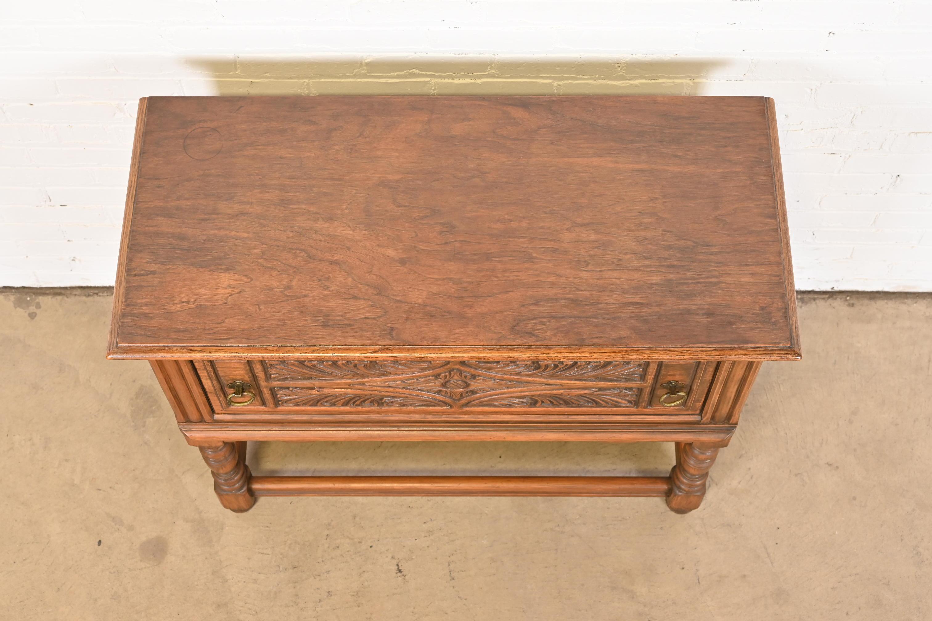 Limbert Jacobean Carved Walnut Buffet Server or Bar Cabinet, Circa 1920s 6