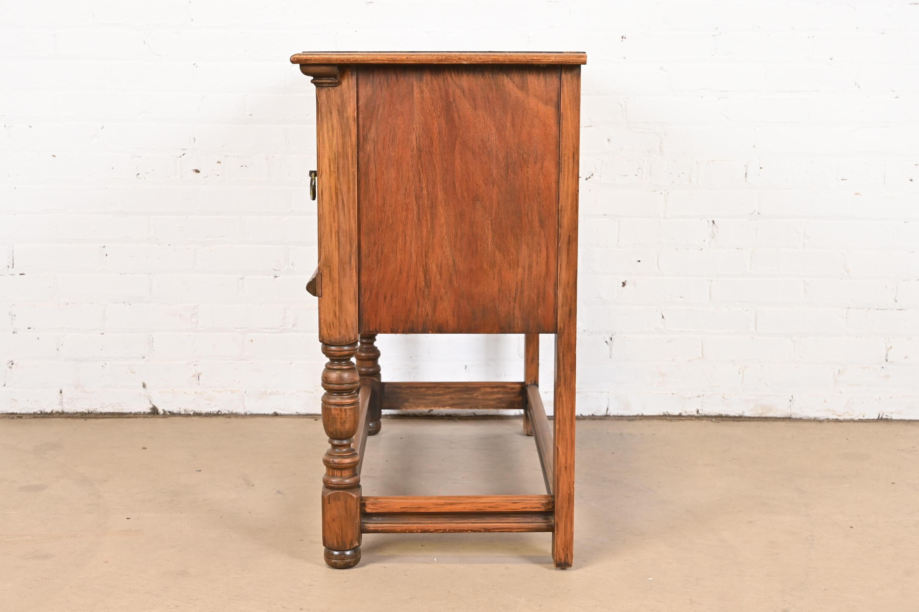 Limbert Jacobean Carved Walnut Buffet Server or Bar Cabinet, Circa 1920s 7