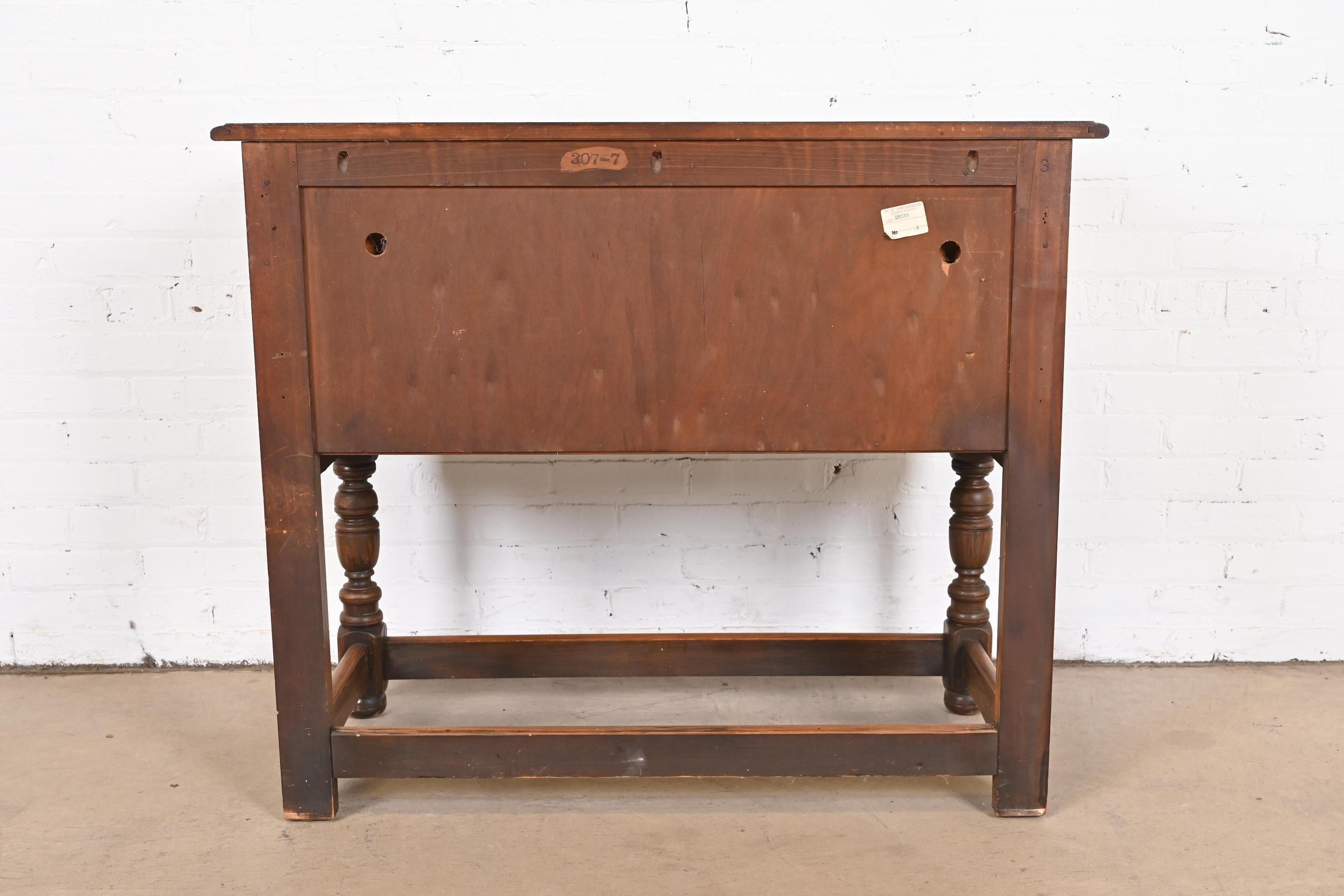 Limbert Jacobean Carved Walnut Buffet Server or Bar Cabinet, Circa 1920s 8