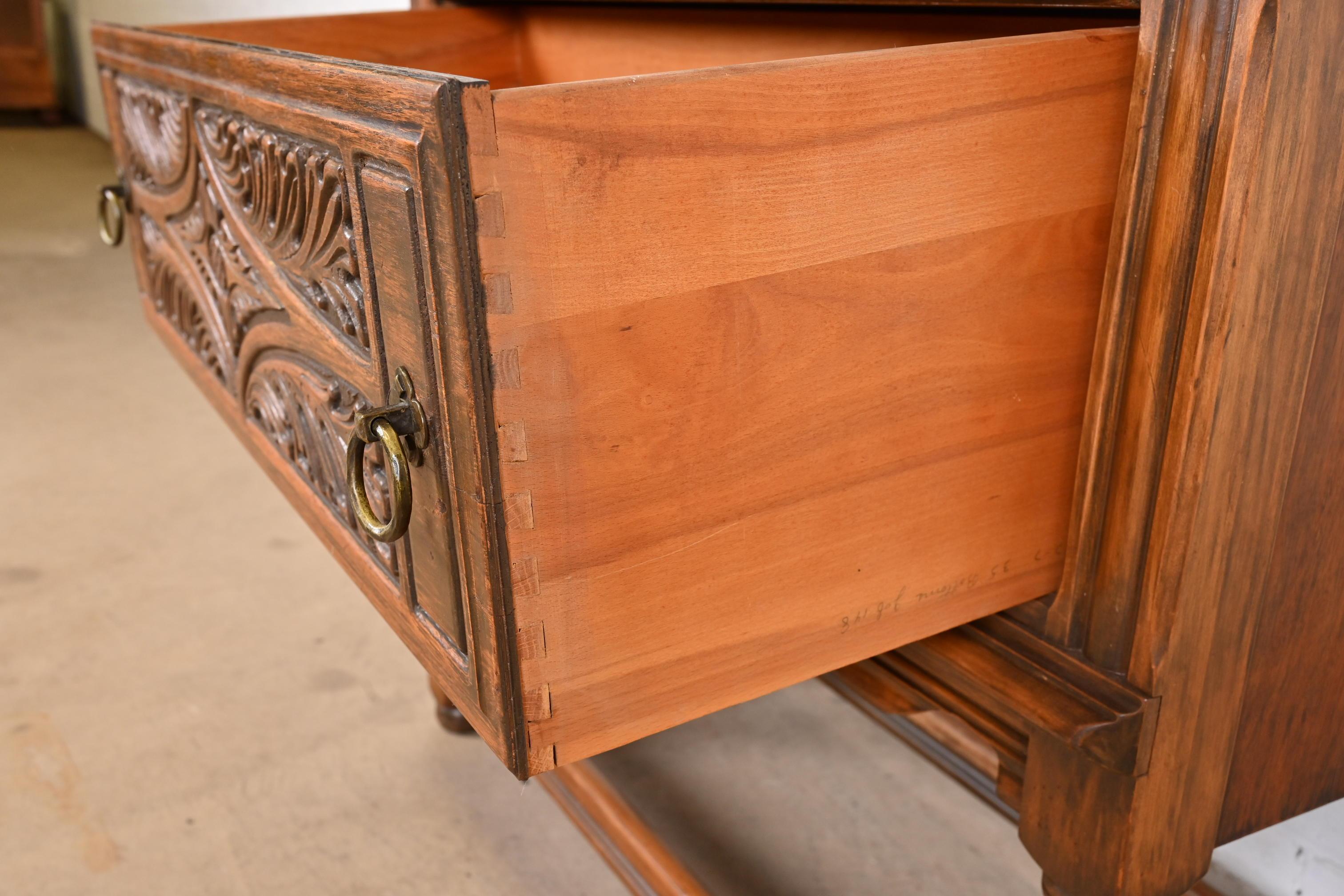 Limbert Jacobean Carved Walnut Buffet Server or Bar Cabinet, Circa 1920s 2