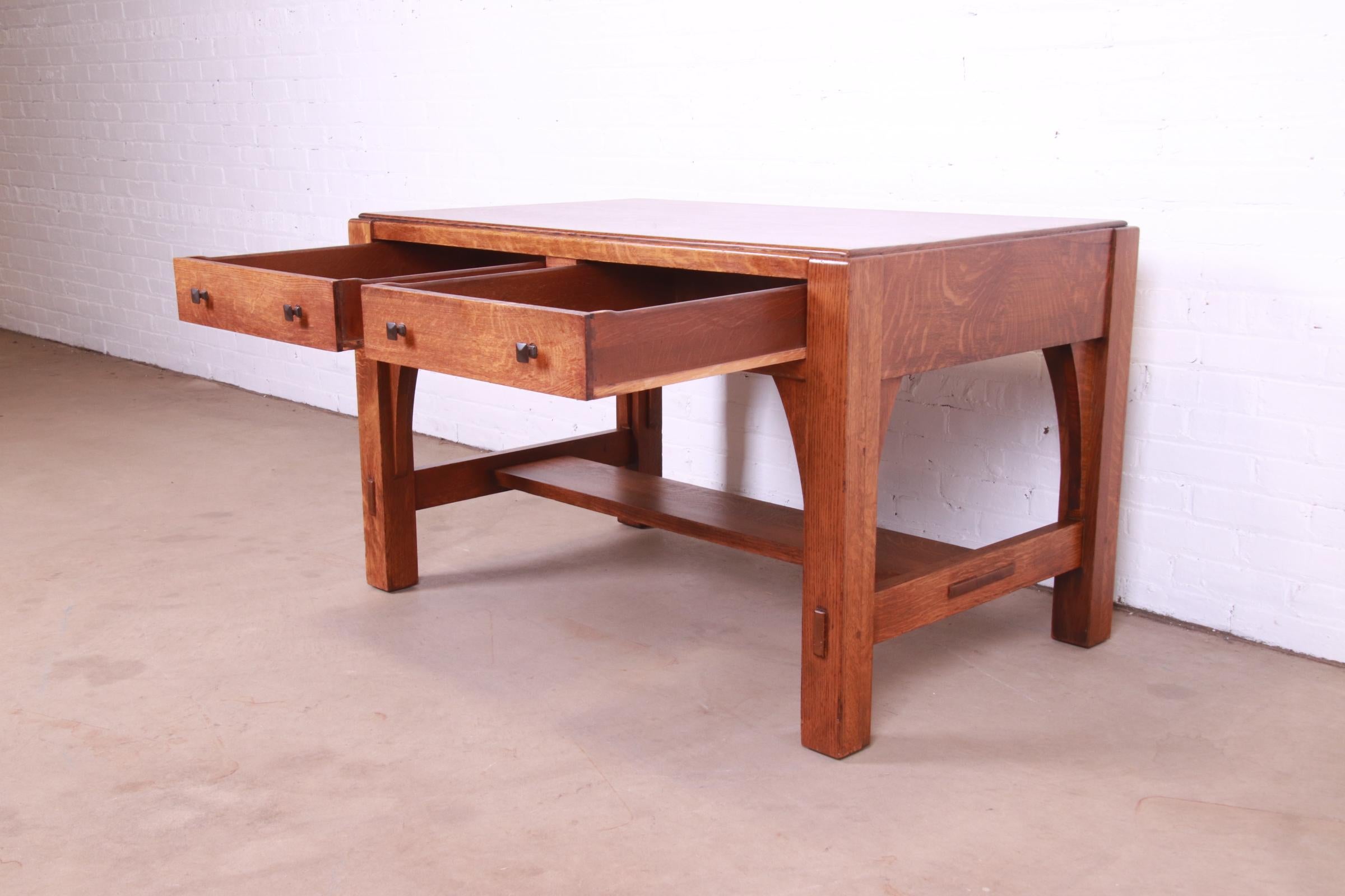 Limbert Mission Oak Arts & Crafts Desk or Library Table, Circa 1900 1