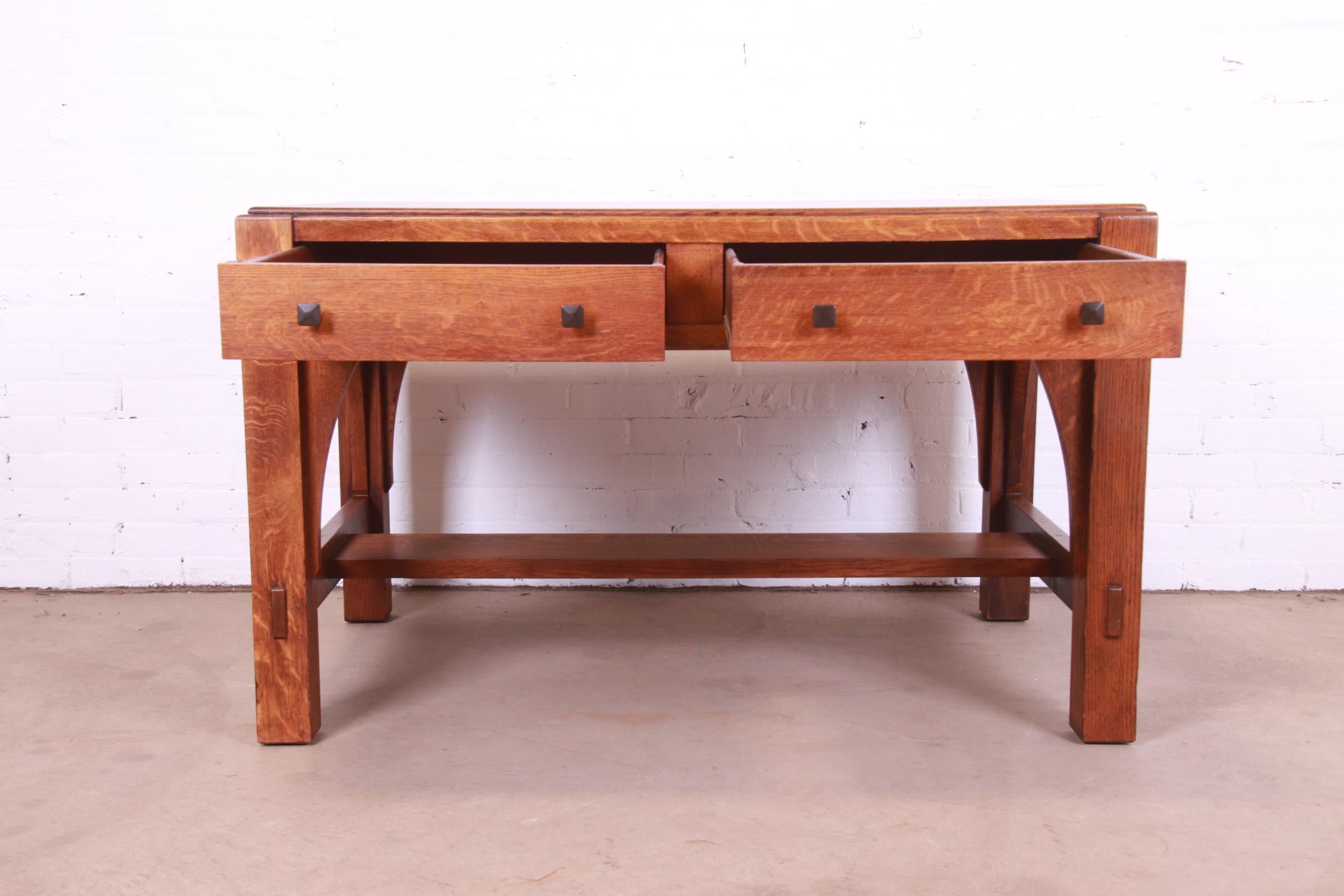 20th Century Limbert Mission Oak Arts & Crafts Desk or Library Table, Circa 1900