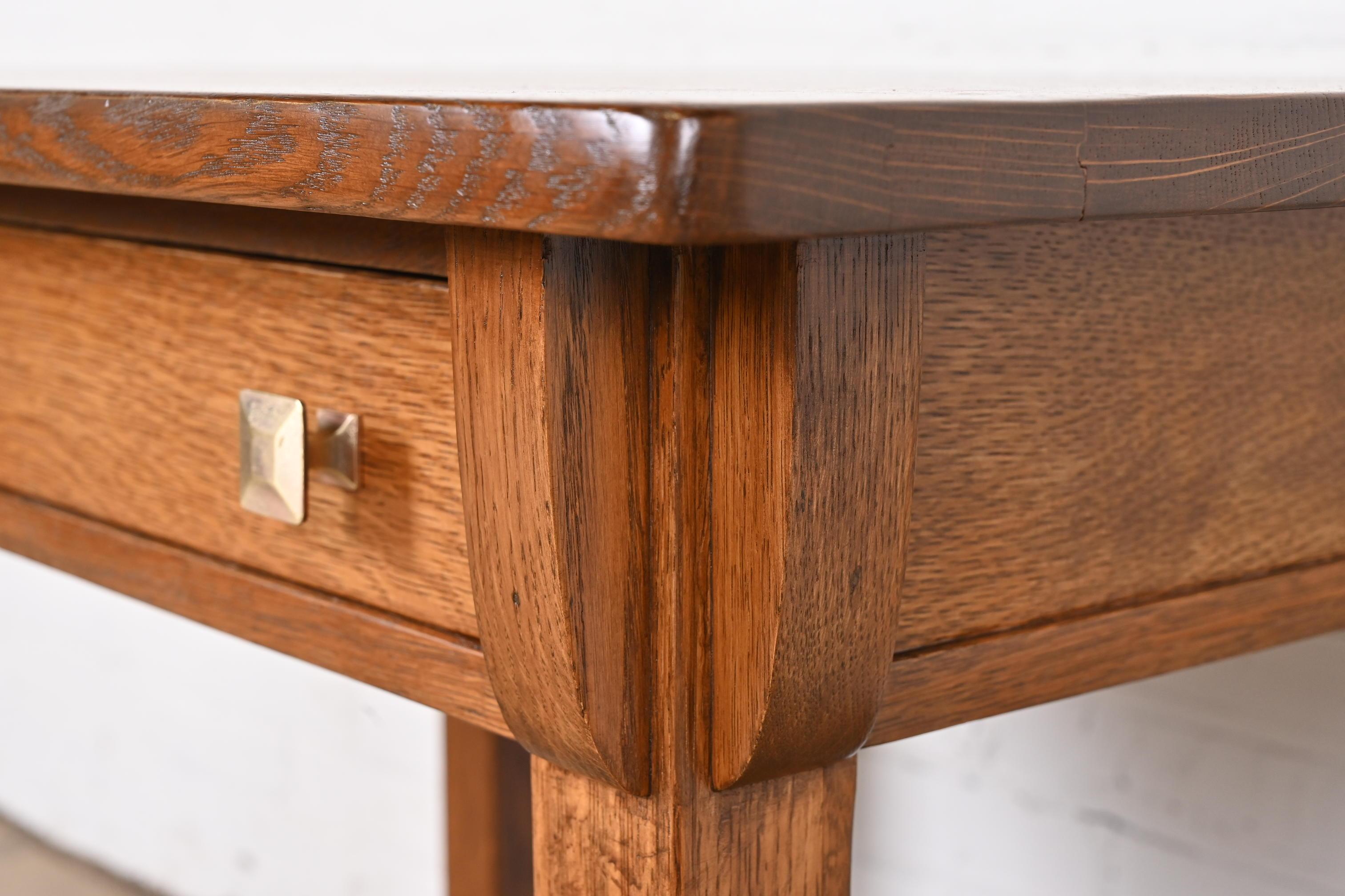 Copper Limbert Mission Oak Arts & Crafts Desk or Library Table, Newly Restored For Sale