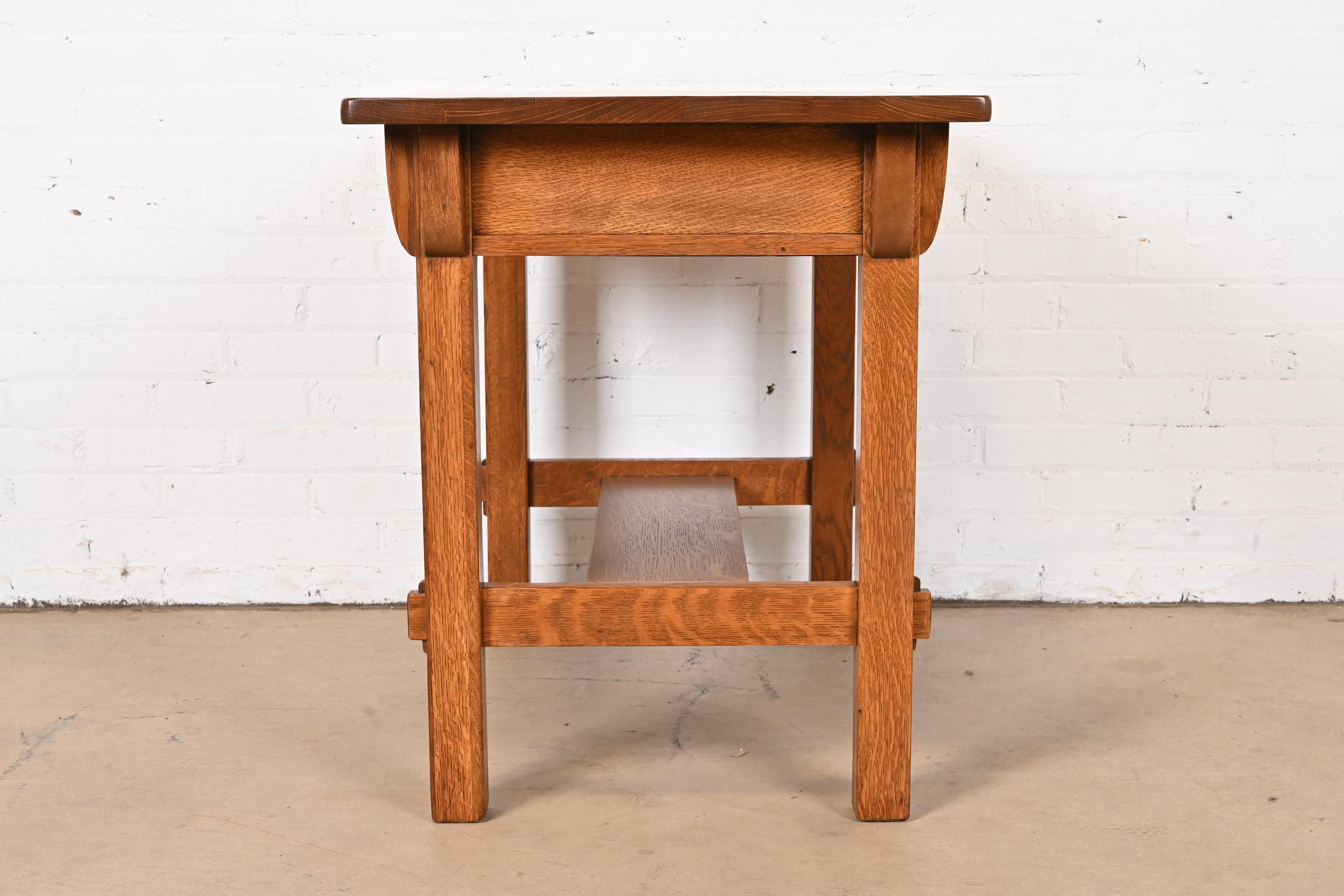 Limbert Mission Oak Arts & Crafts Desk or Library Table, Newly Restored For Sale 2
