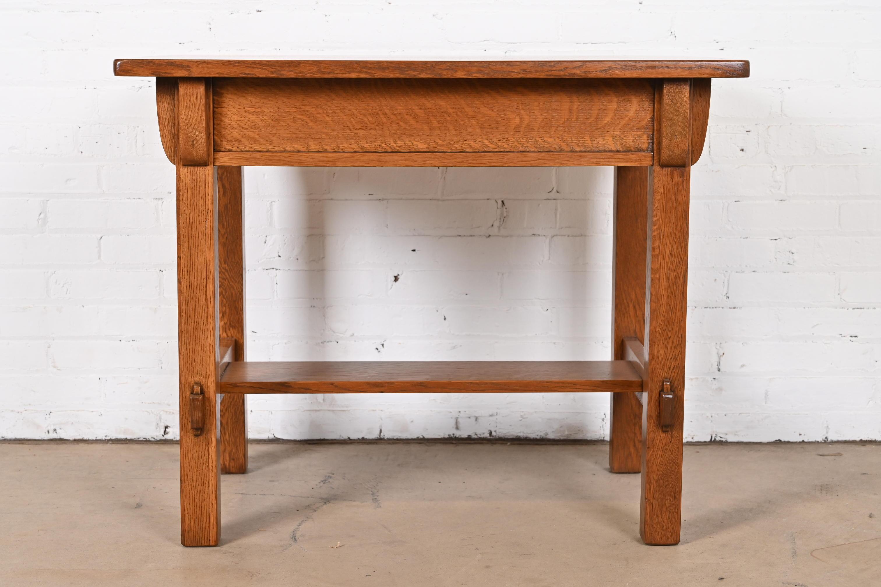 Limbert Mission Oak Arts & Crafts Desk or Library Table, Newly Restored For Sale 3