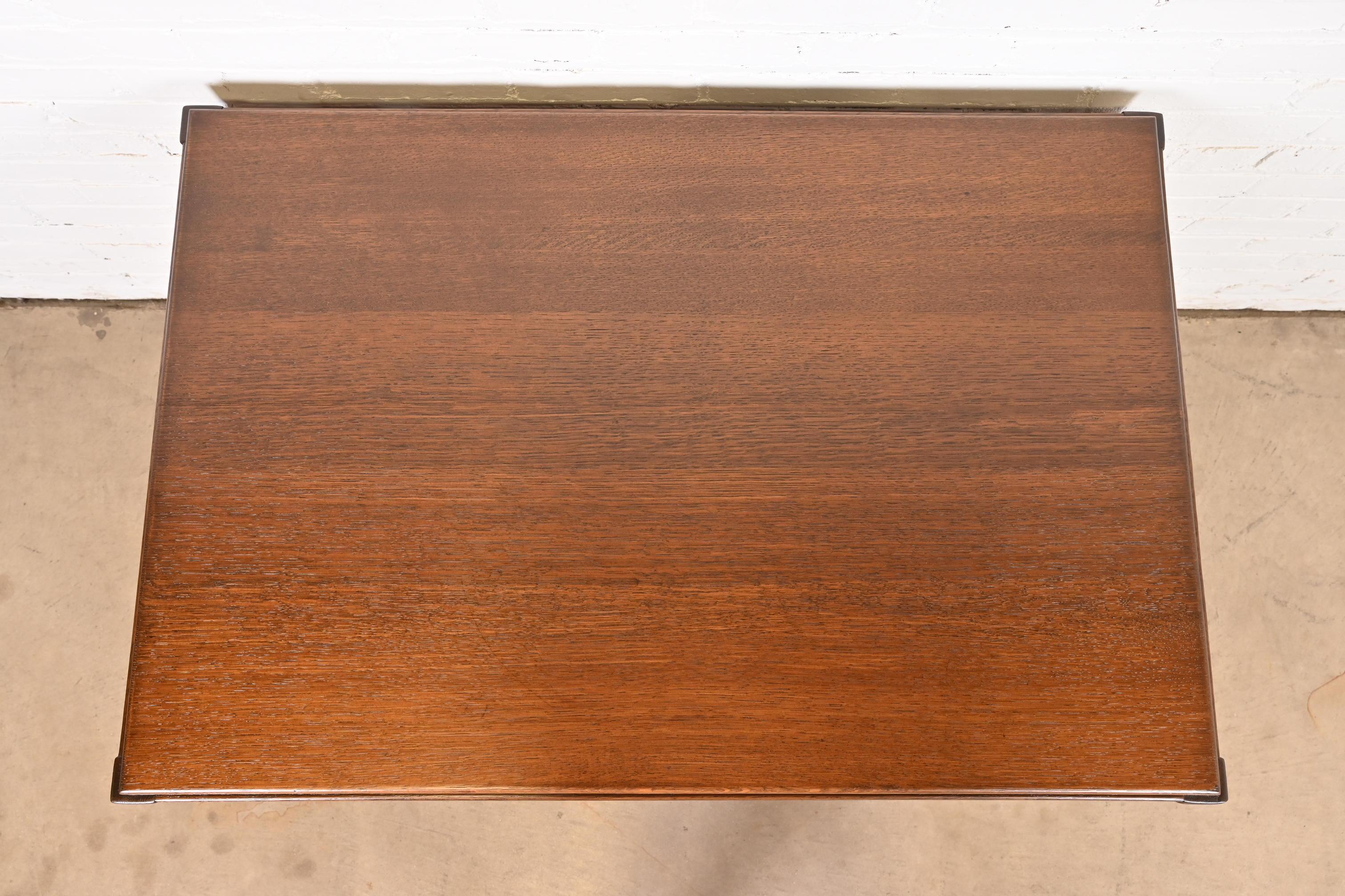 20th Century Limbert Mission Oak Arts & Crafts Desk or Library Table With Built-In Bookcases