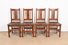 Limbert Mission Oak Arts & Crafts Dining Chairs, Set of Four